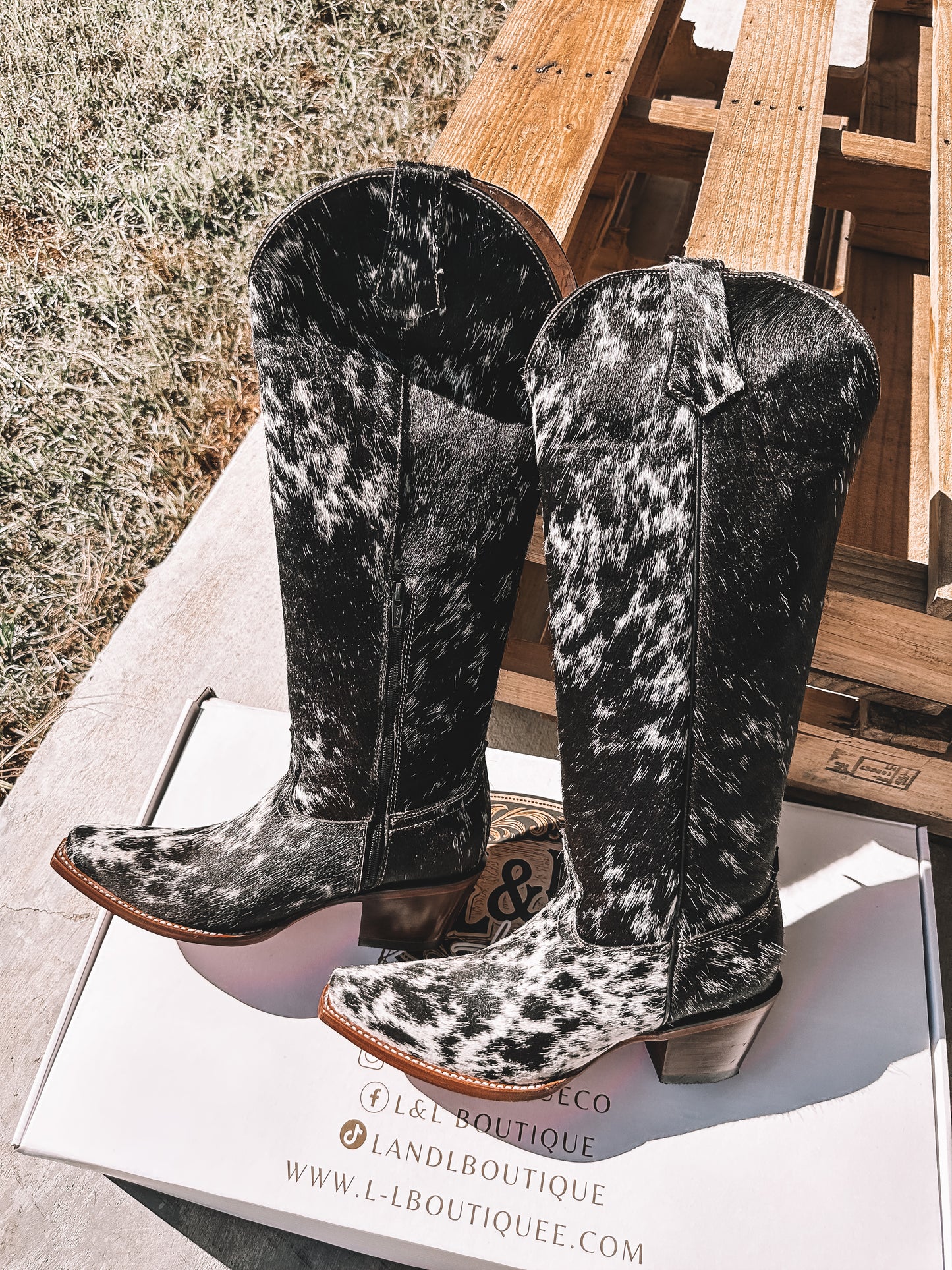 Knee High Cowhide Boots ~ Snip Toe