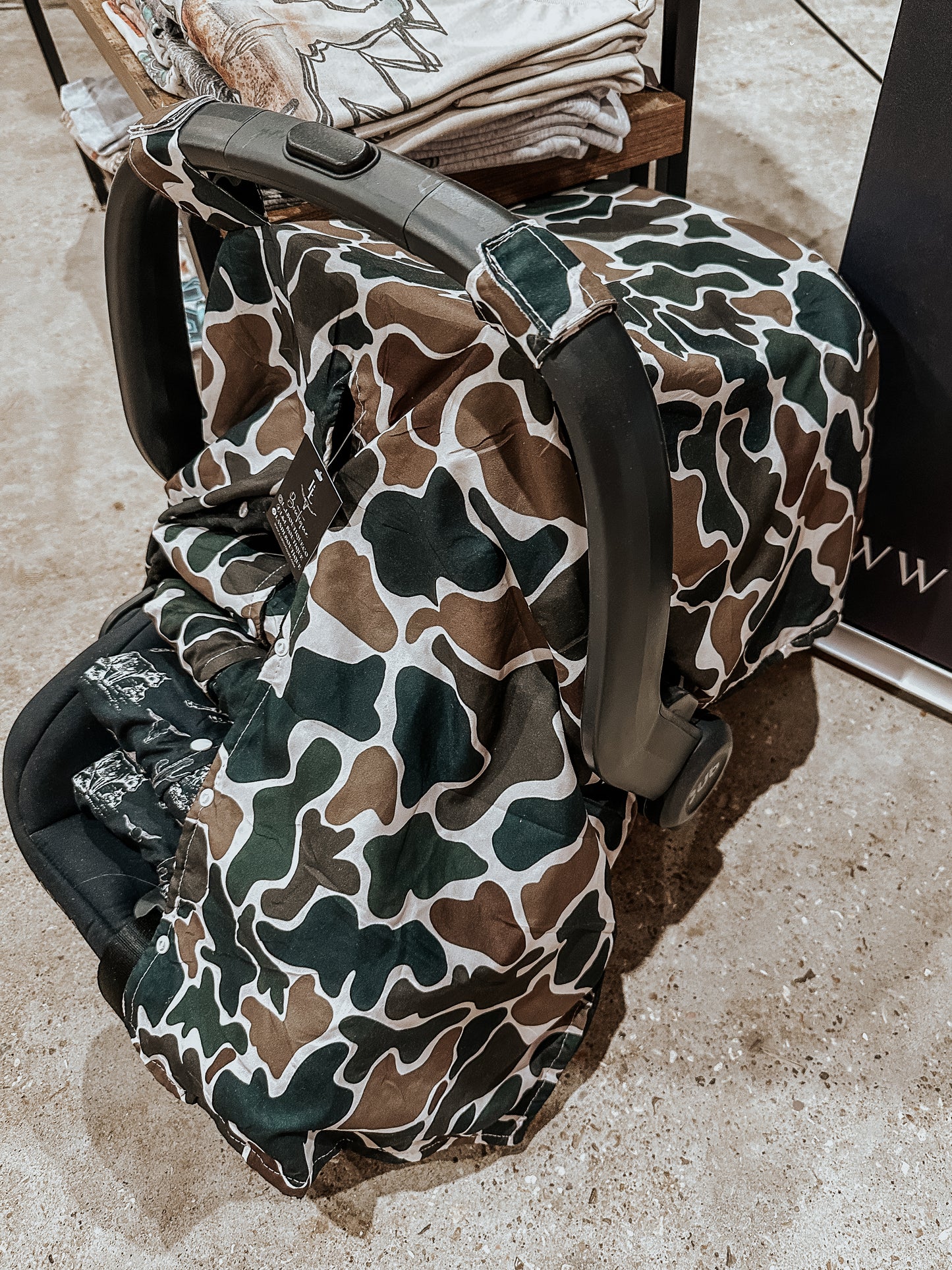 Old School Camo Car Seat Cover in Brown Preorder