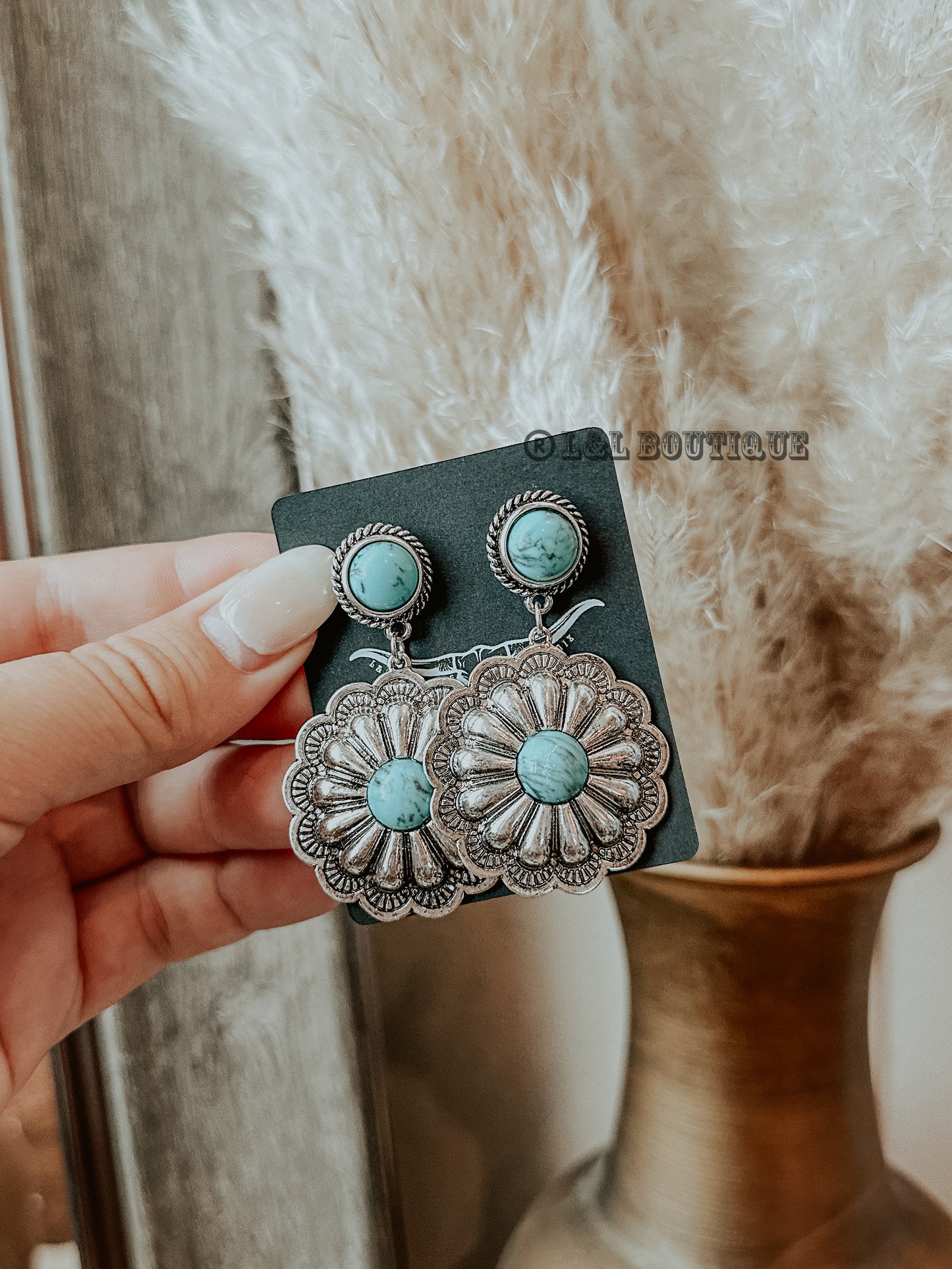 Turquoise Concho Earrings