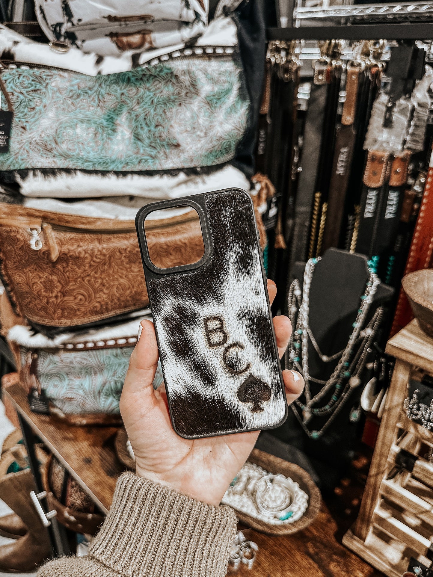 Black Cowhide iPhone Case