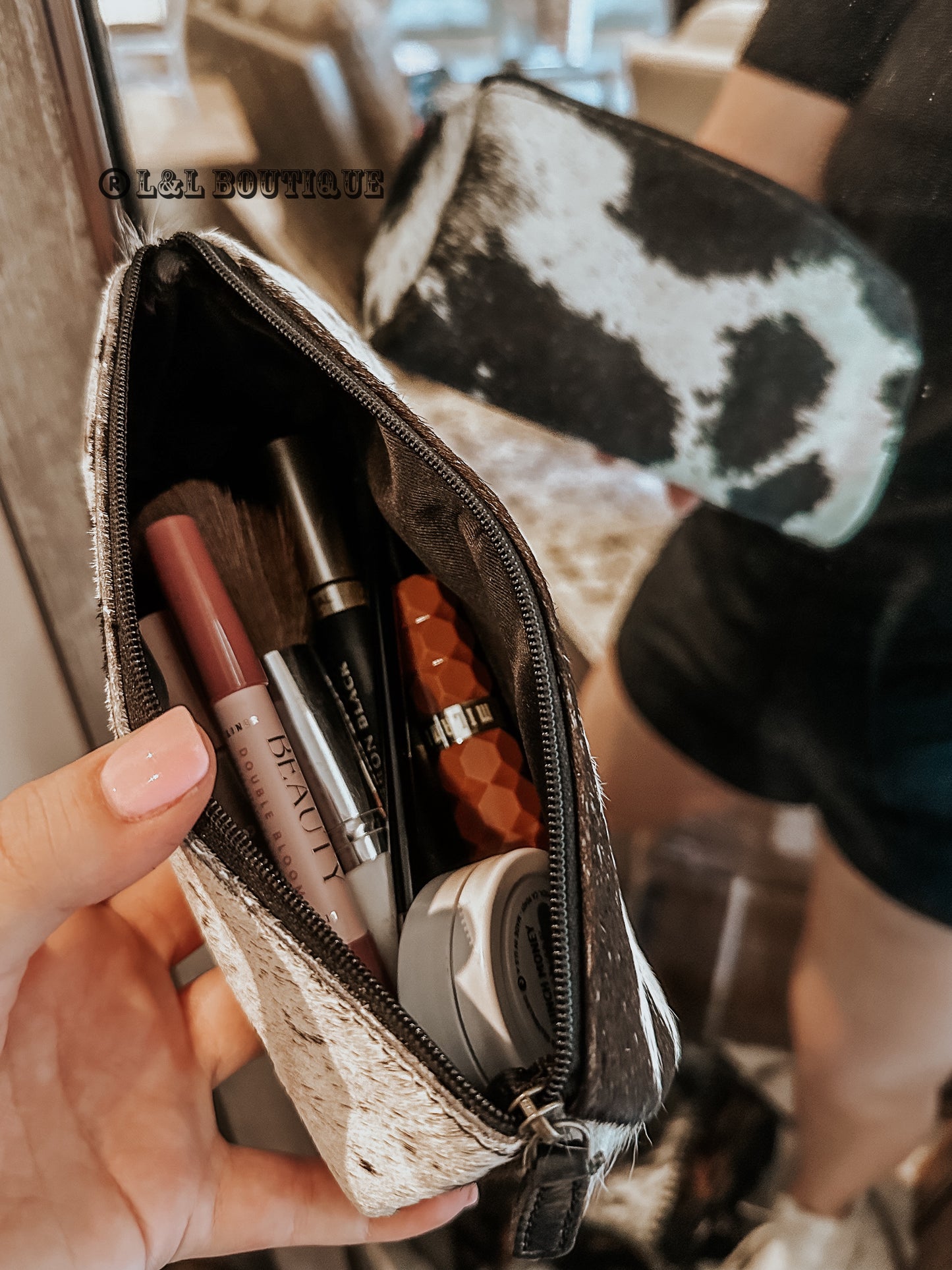 Cowhide Makeup Pouch