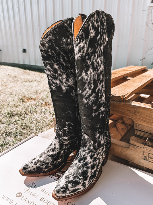 Knee High Cowhide Boots ~ Snip Toe