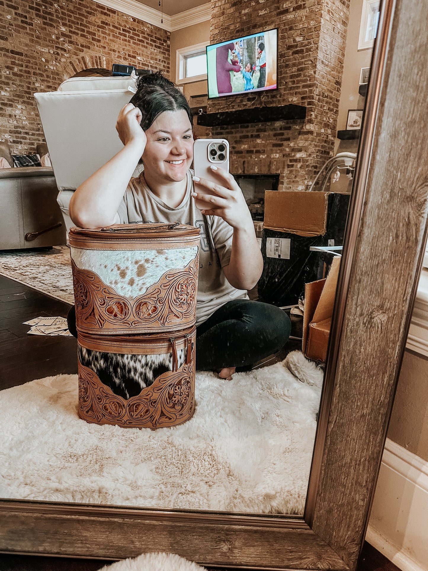 Wesley Cowhide Leather Travel Box in Brown