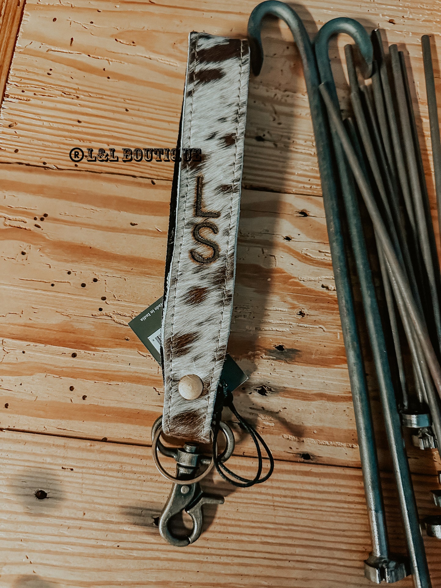 Out West Cowhide Wristlet Keychain