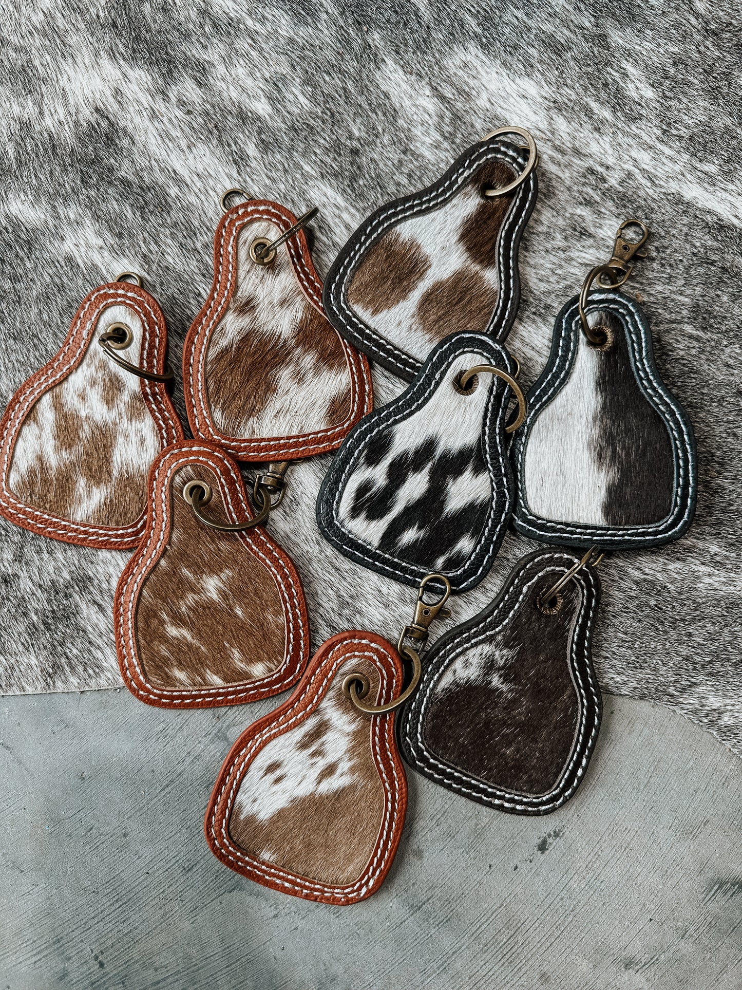Brook Cowhide Leather Cowtag Keychain