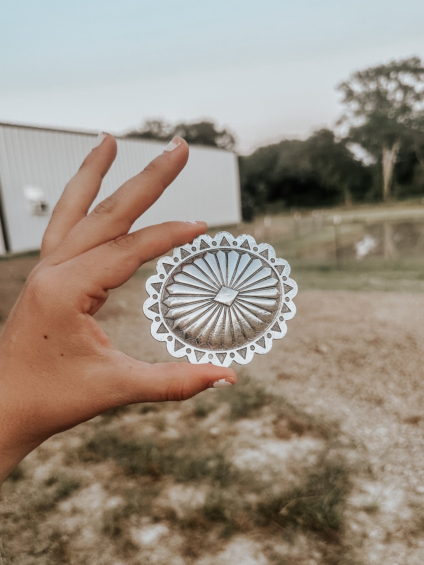 Silver Concho Belt Buckle