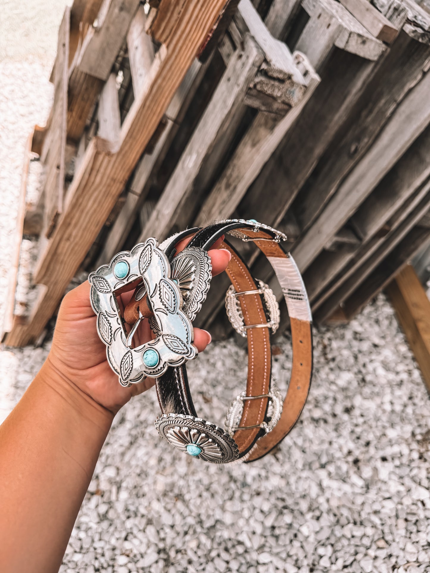Floracrest Cowhide Concho Belt