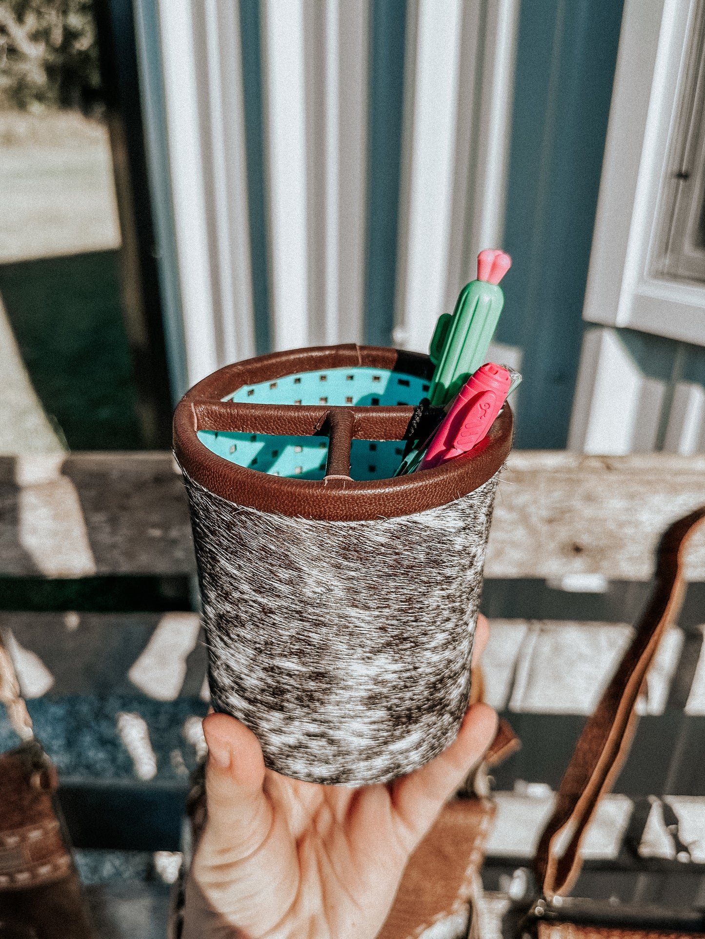 Cowhide Pencil Holder