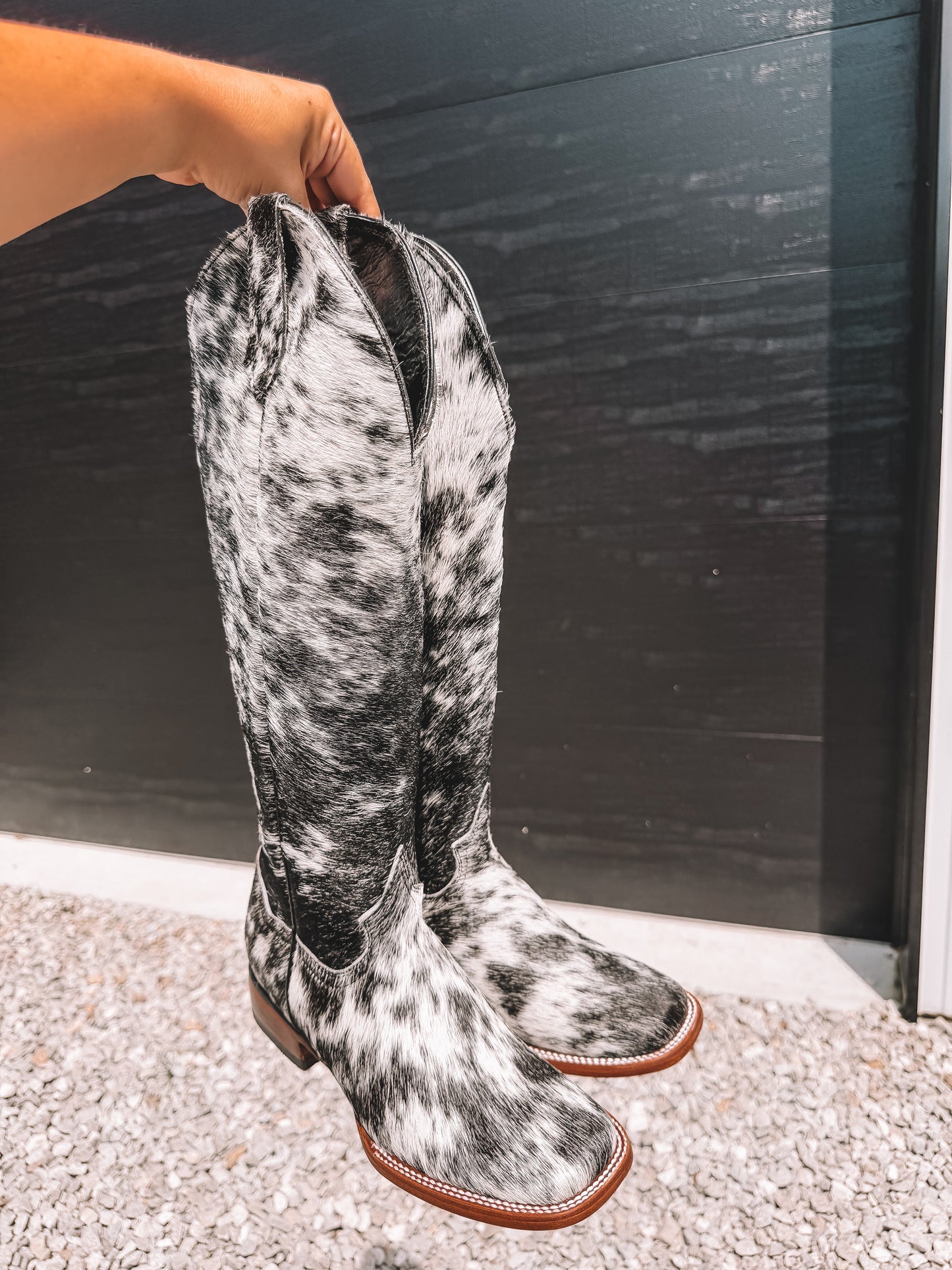 Knee High Cowhide Boots ~ Square Toe