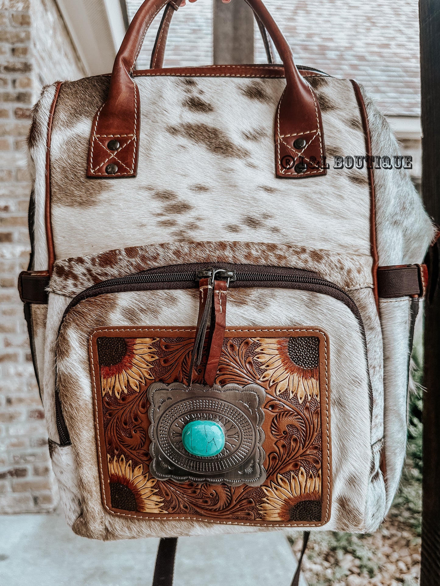 Sunflower Leather Cowhide Diaper Bag