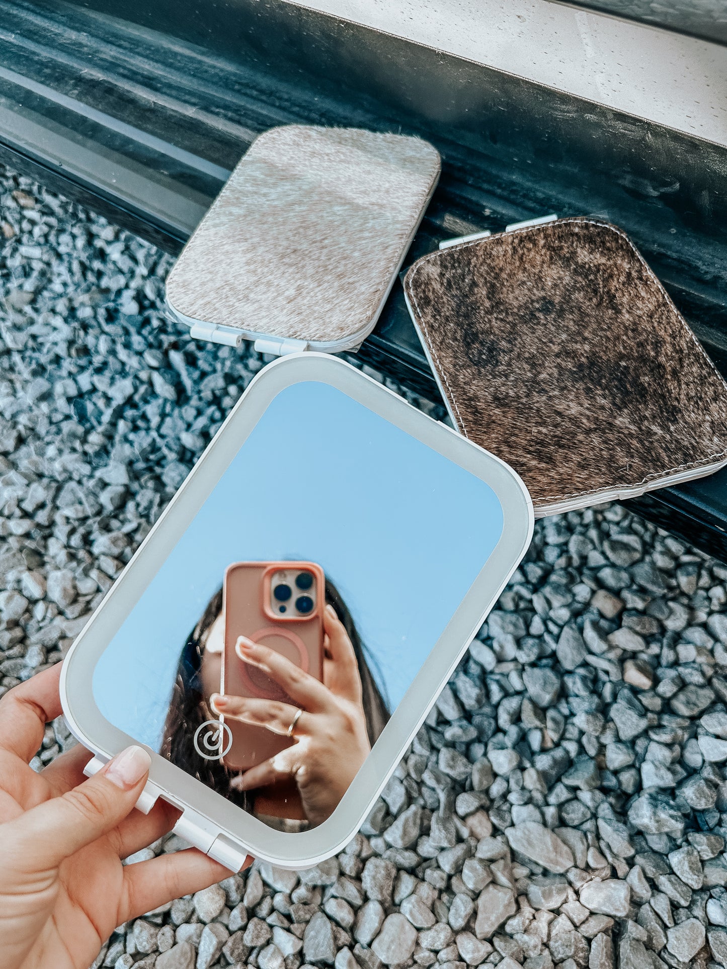 Cowhide Hand Stitched LED Mirror