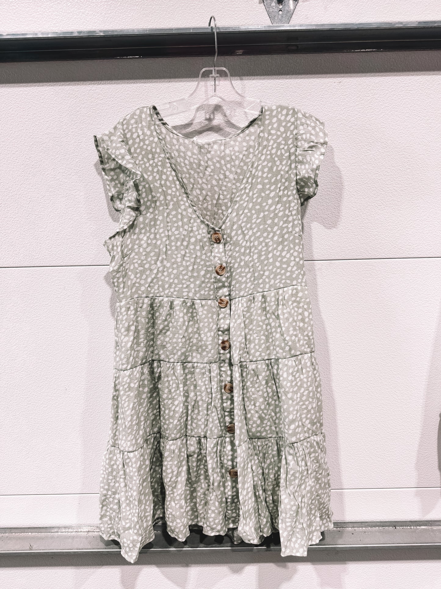Green Button Polka Dot Dress