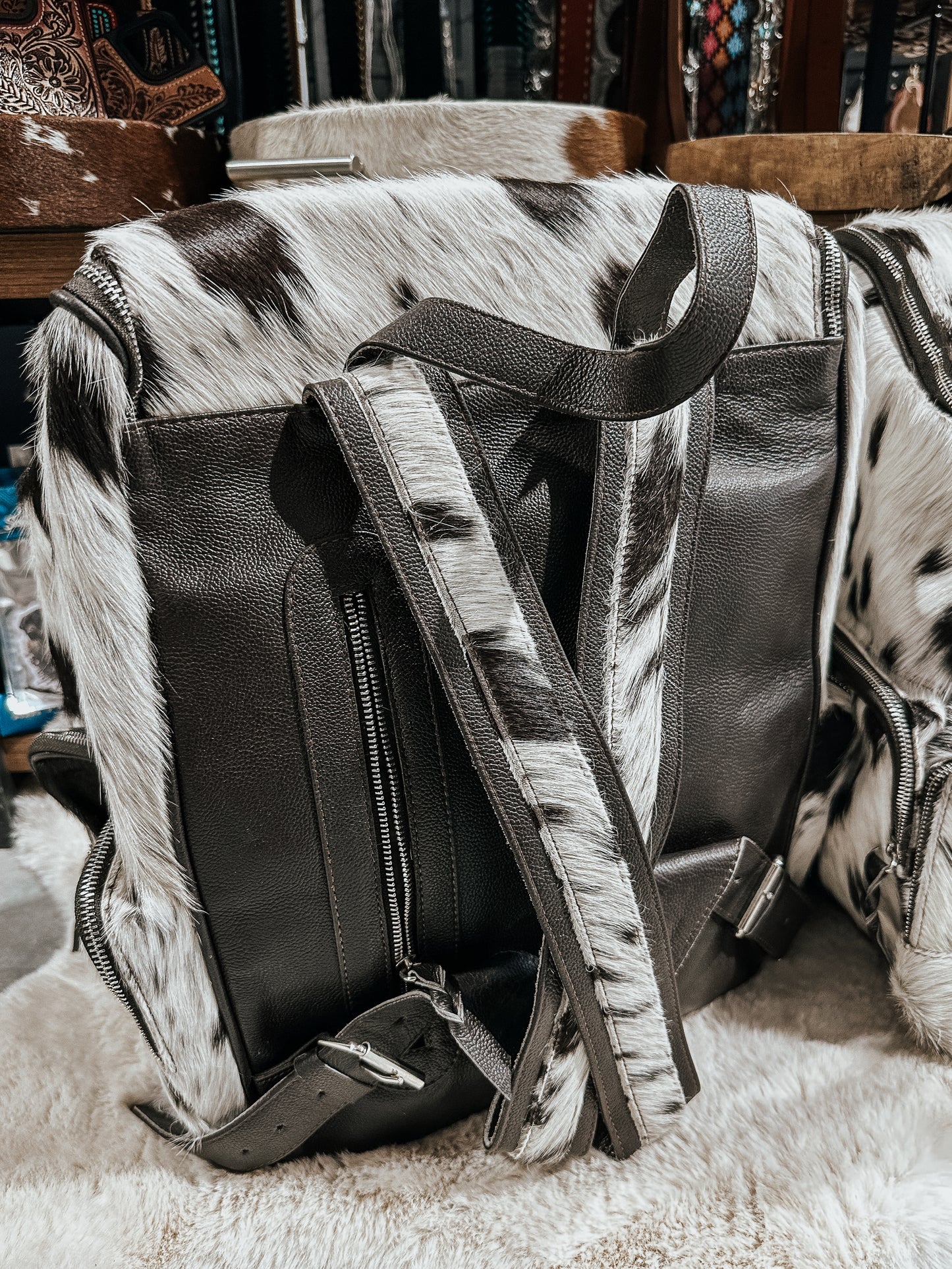 Load It Up Cowhide Backpack in Black