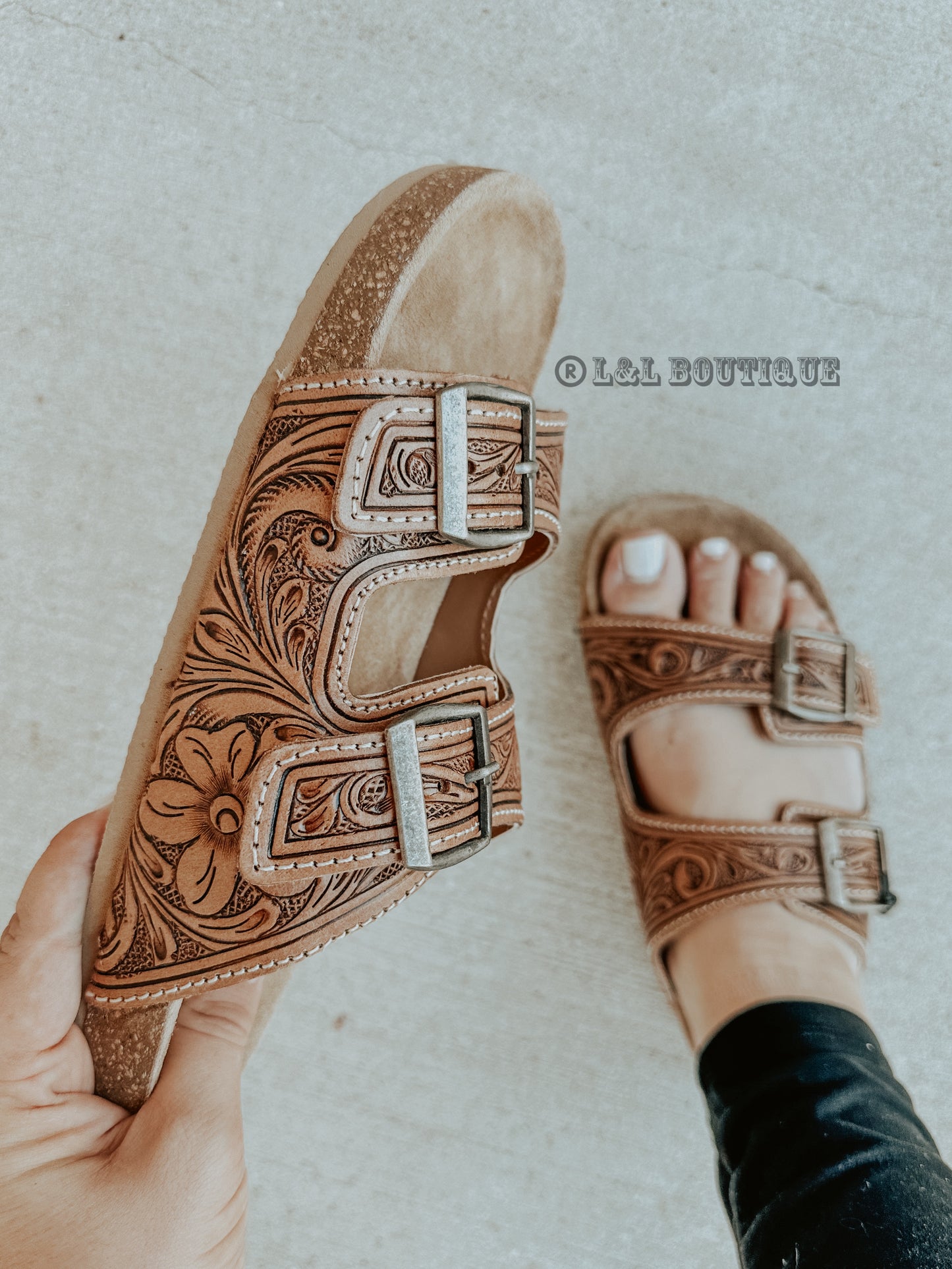Darla Tooled Leather Sandals