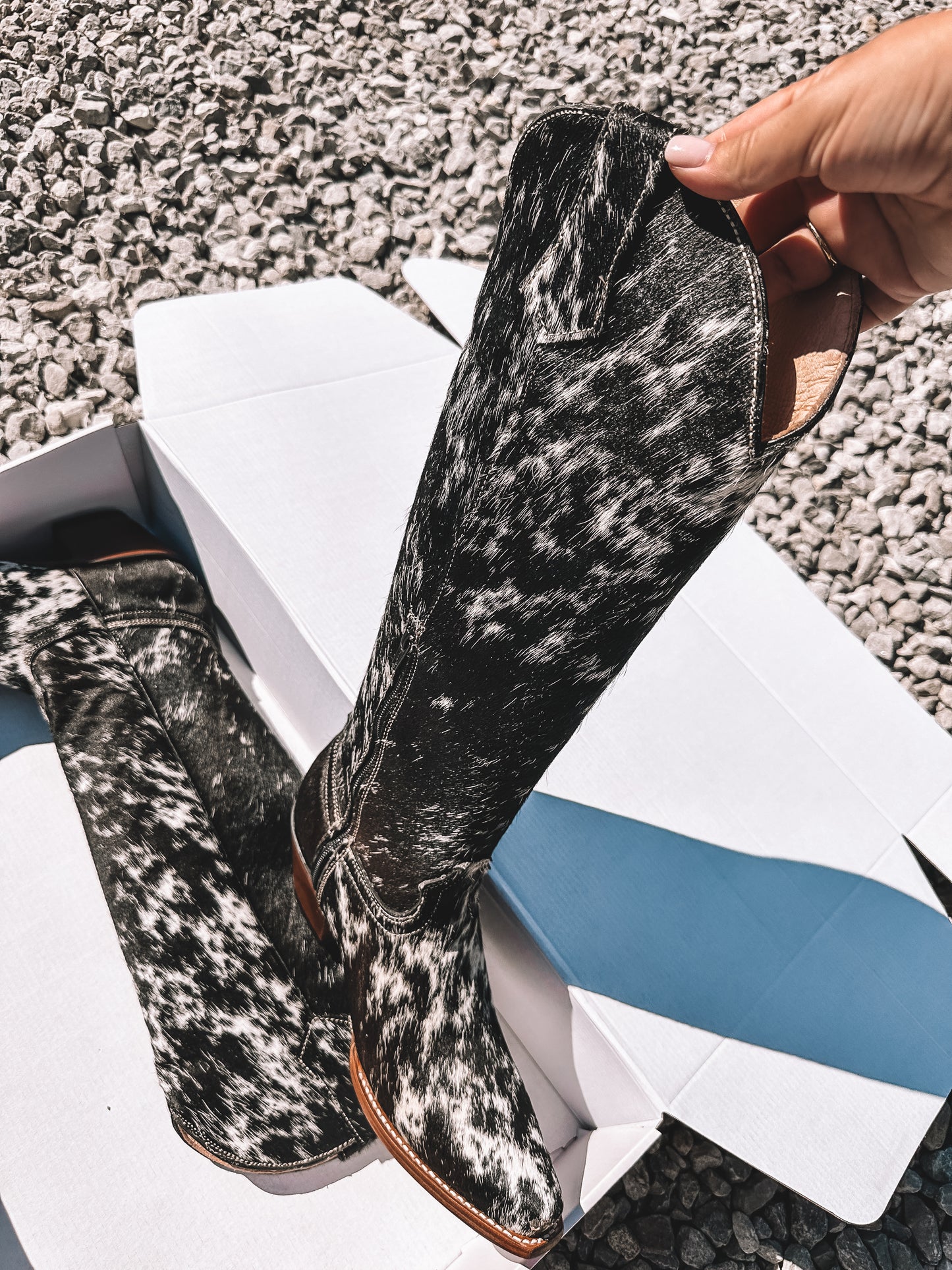 Knee High Cowhide Boots ~ Snip Toe