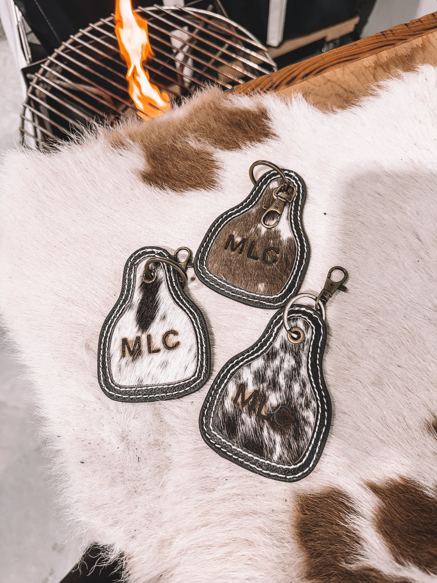 Brook Cowhide Leather Cowtag Keychain