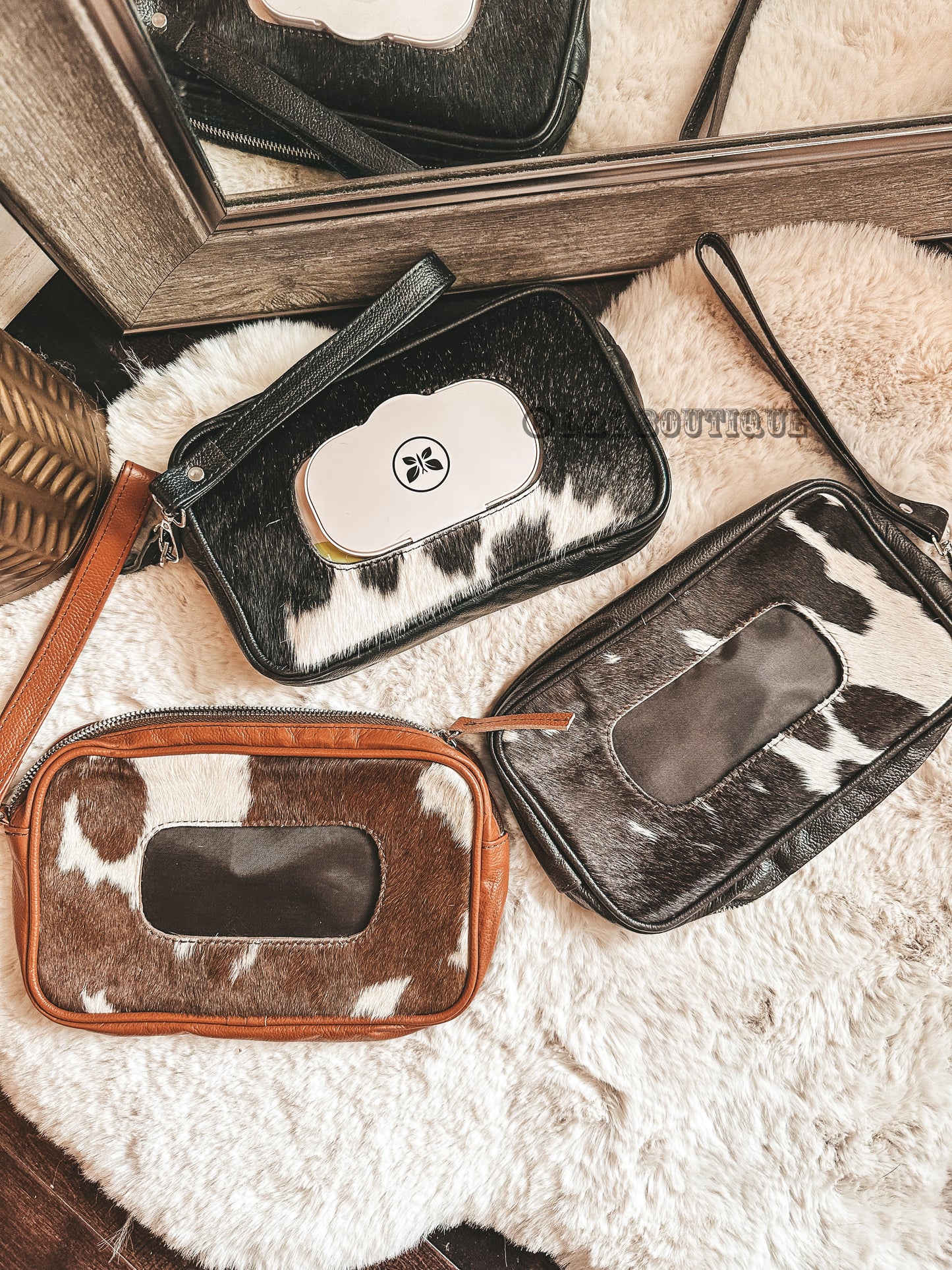 Cowhide Diaper Wipe Case