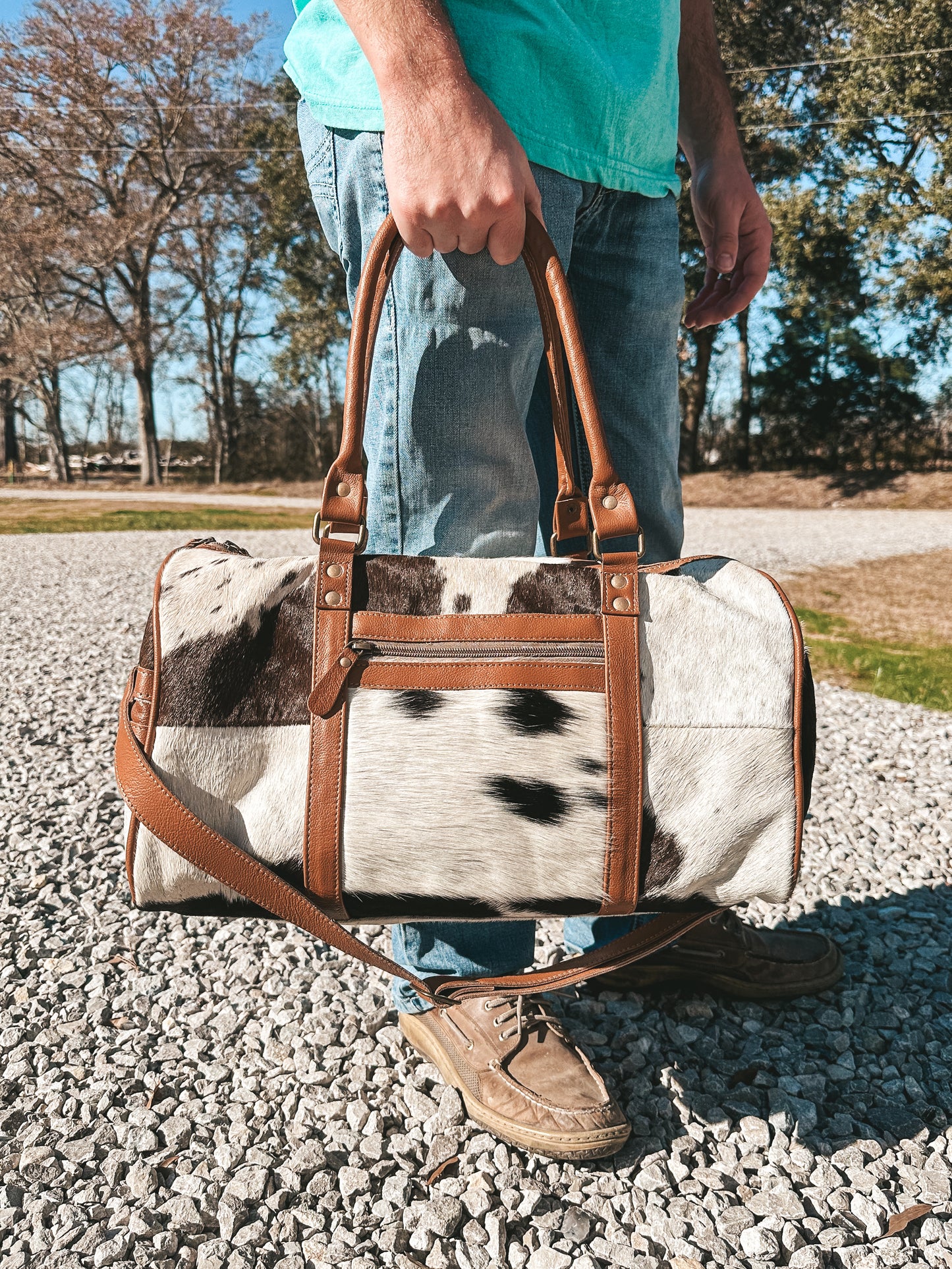 Onyx Traveler Cowhide Duffle Bag
