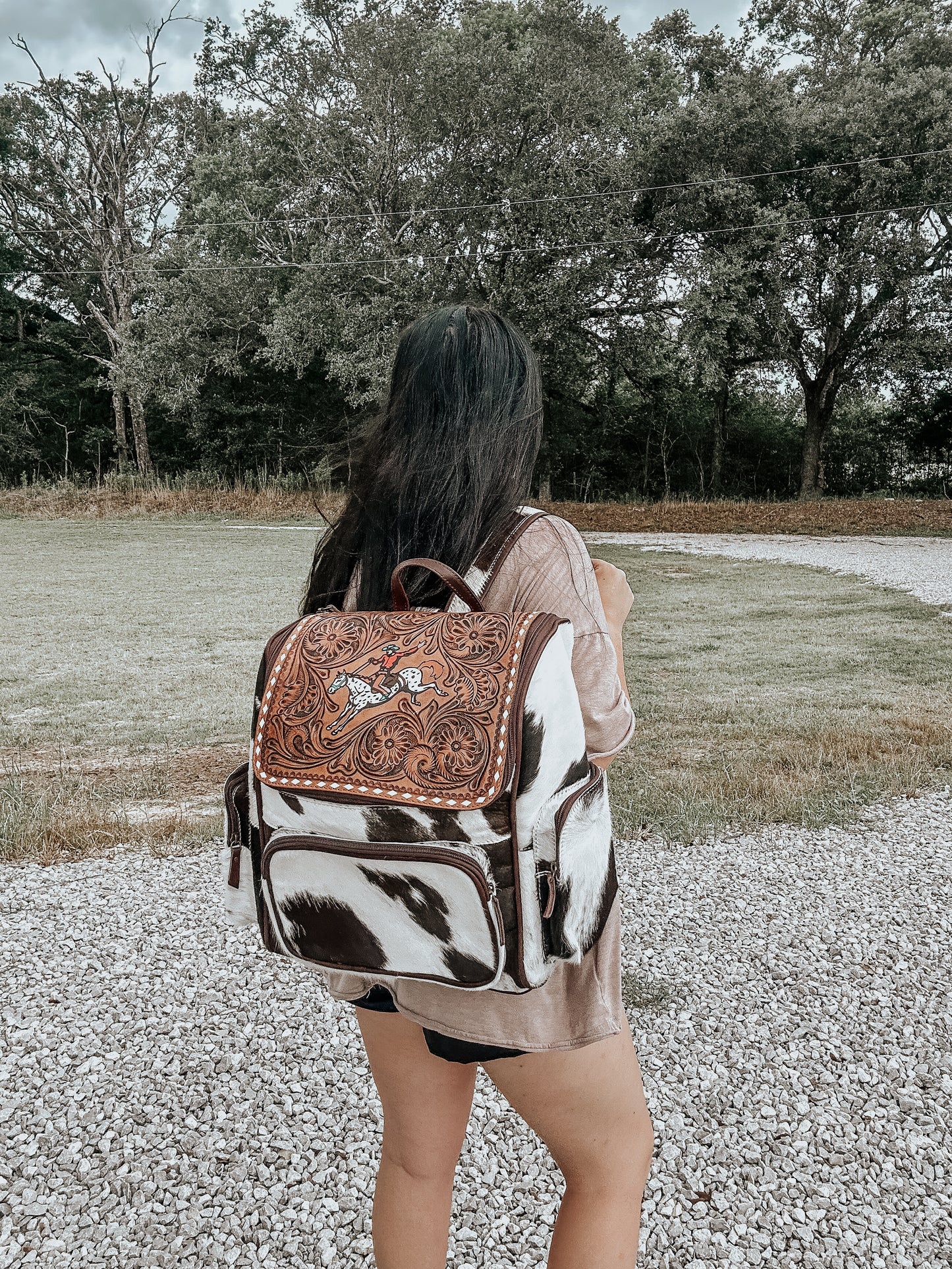 Ride Em’ Bronco Cowhide Leather Backpack