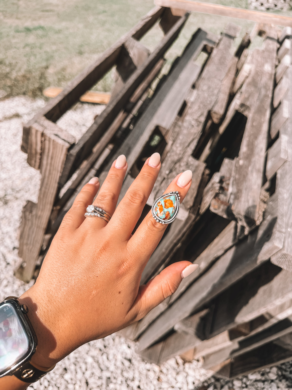 Drop Natural Turquoise Ring