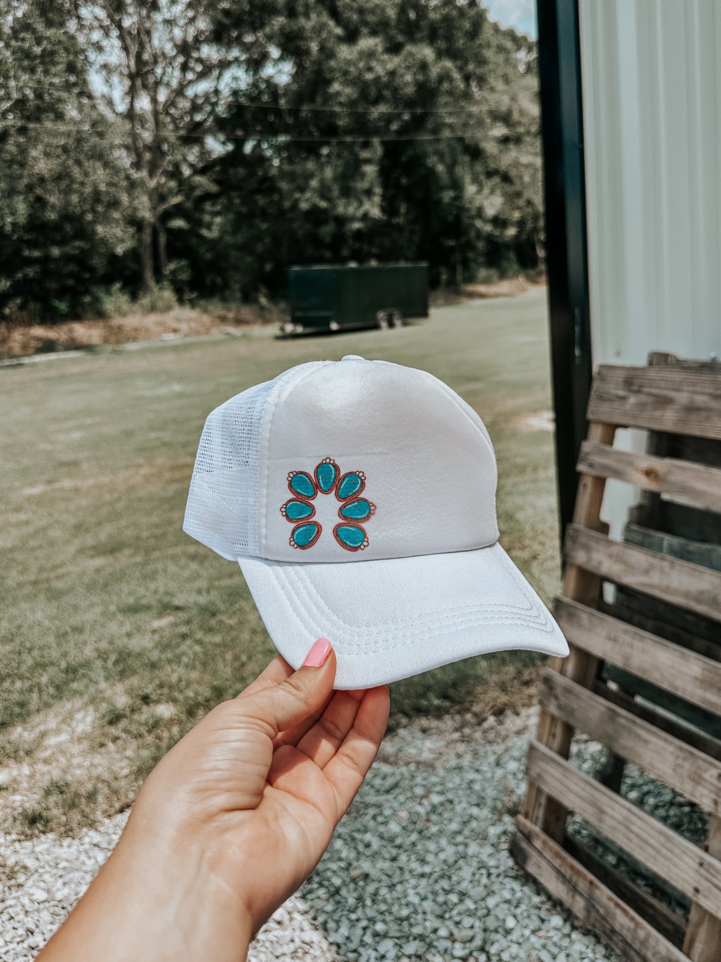 Turquoise Squash Trucker Hat
