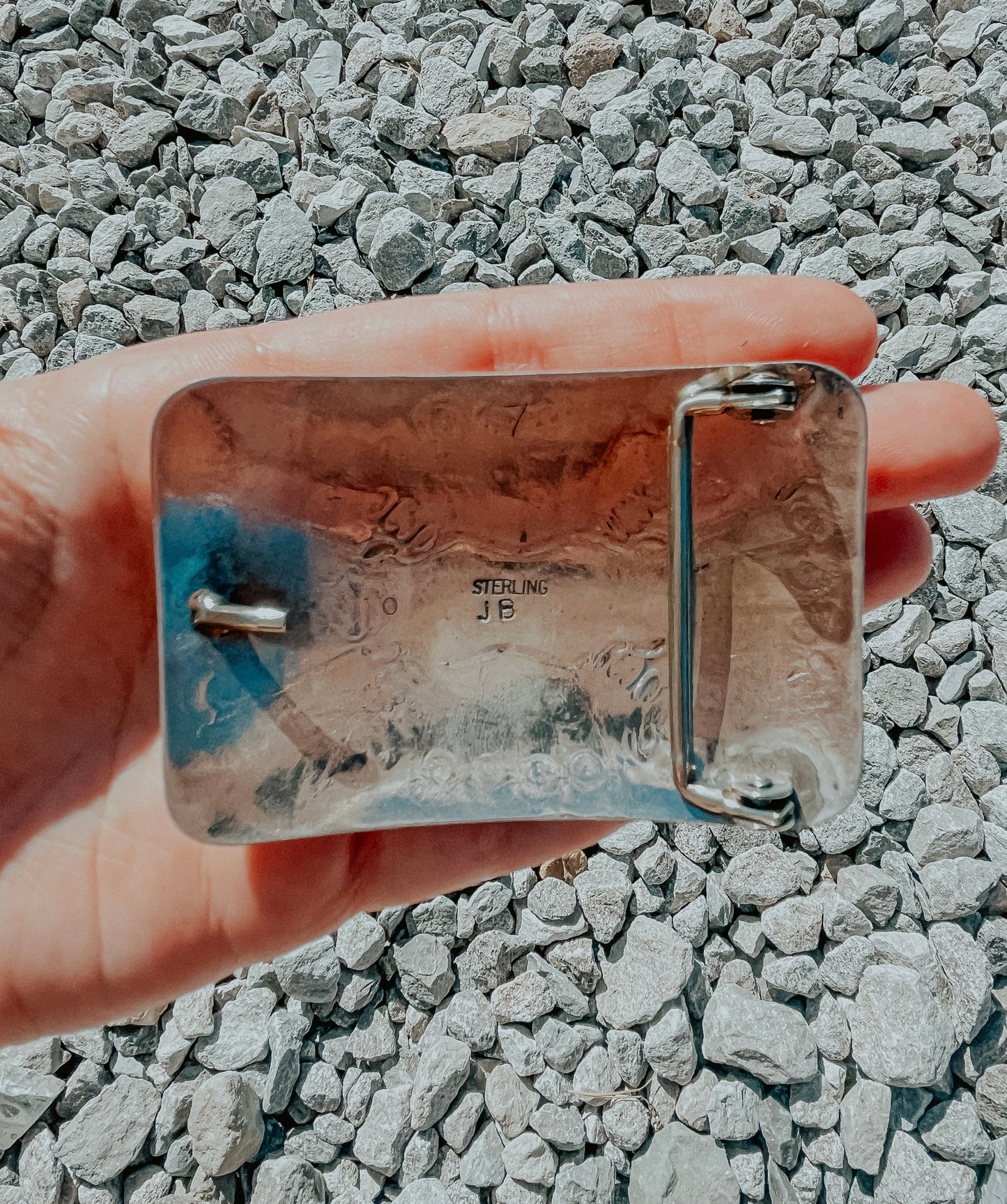 Sterling Turquoise Belt Buckle - 5 Stone