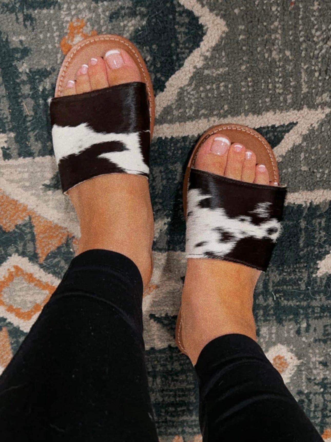 Kemma Cowhide Sandals in Black