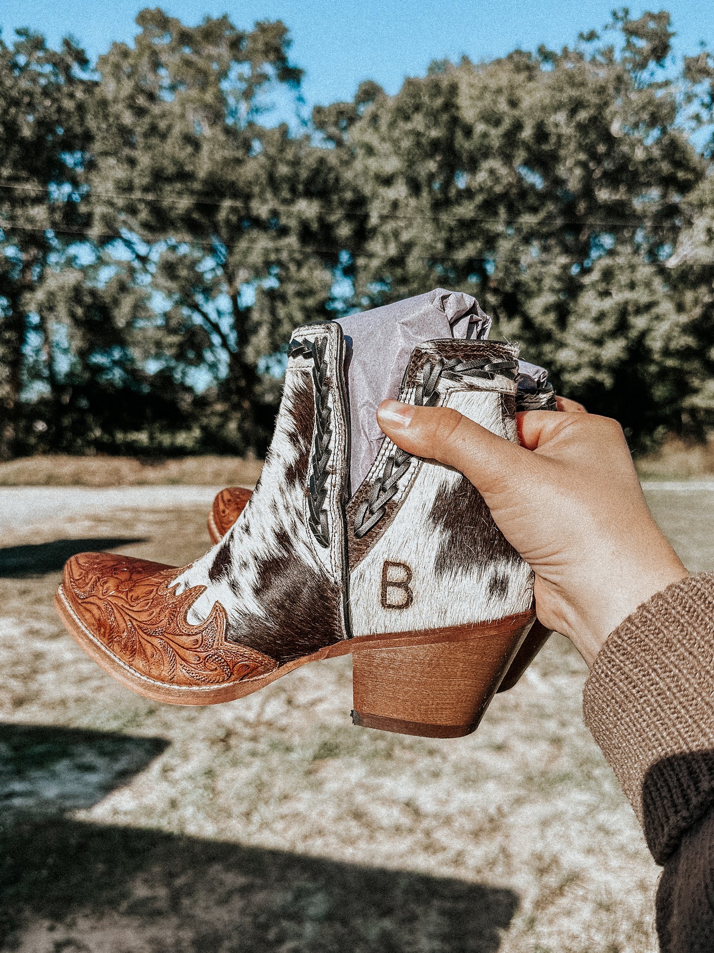 Georgina Cowhide Booties