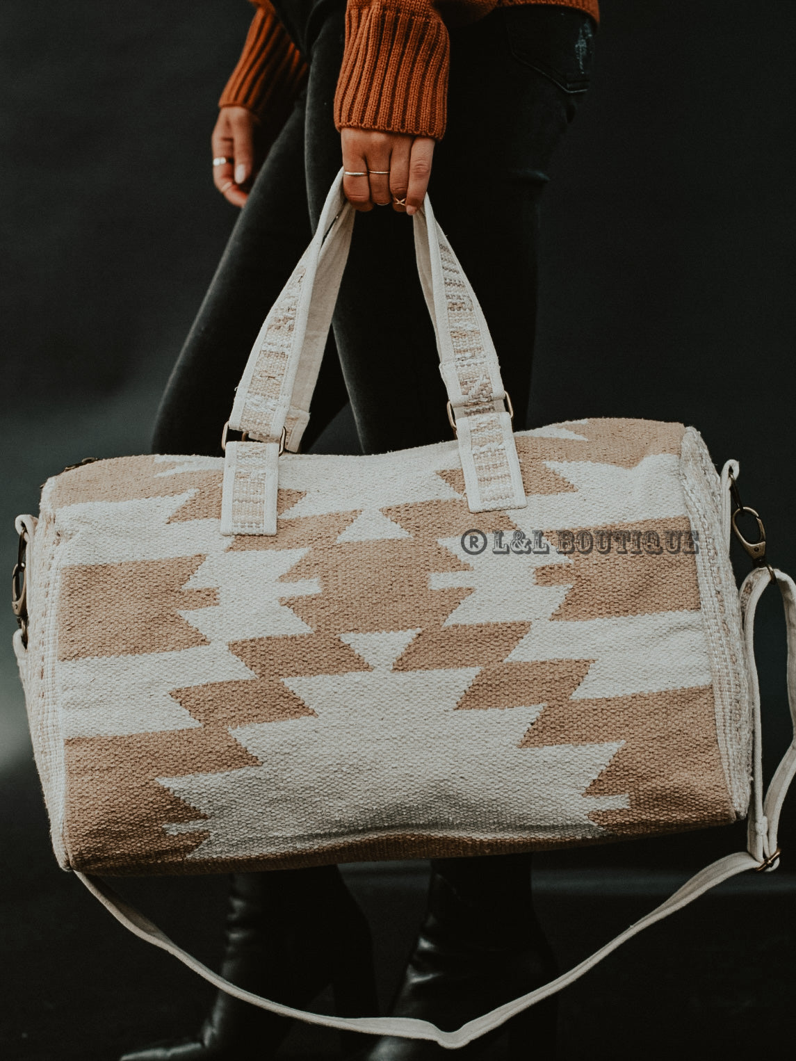 Cream Aztec Duffle Bag