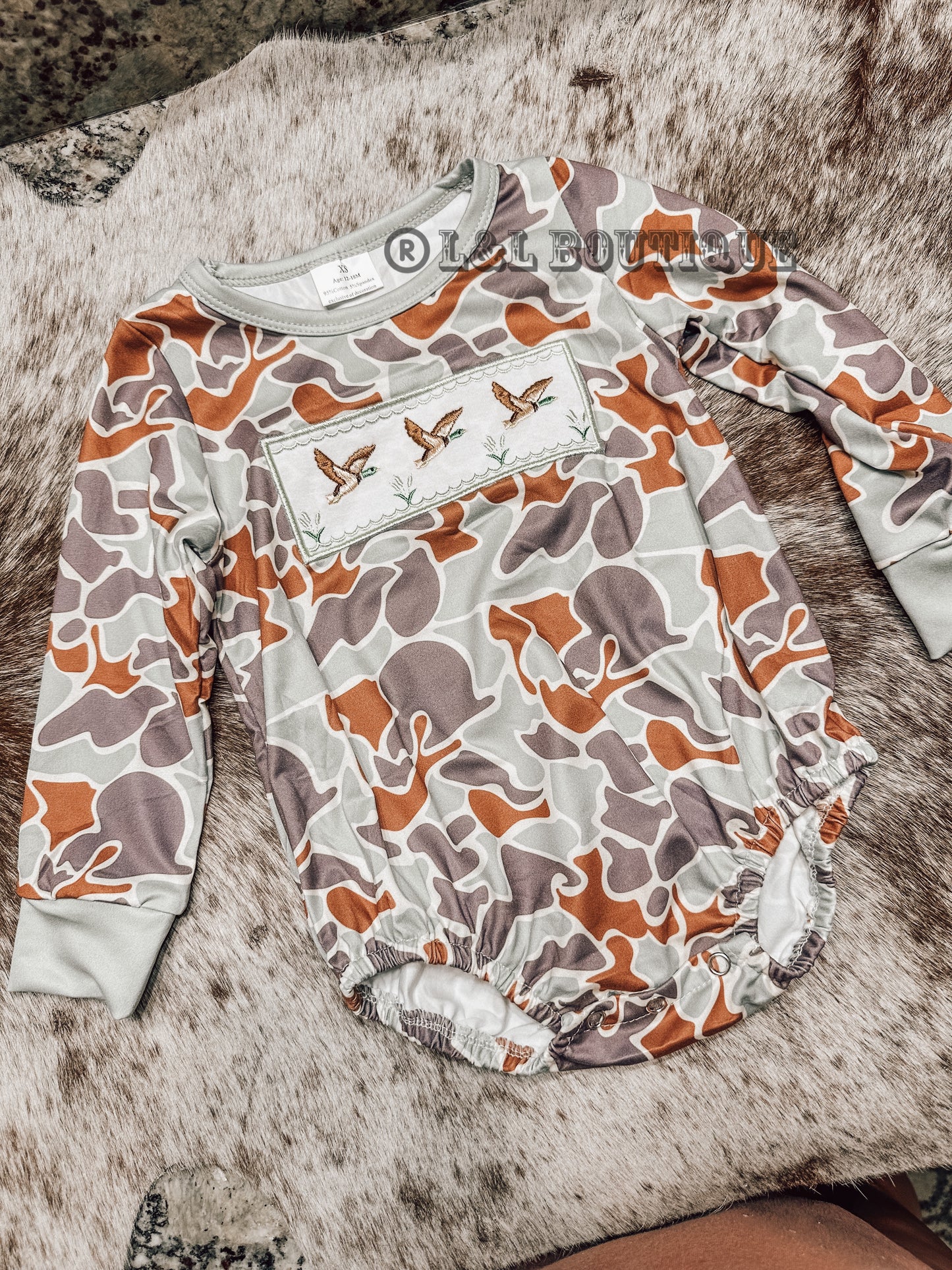 Duck Old School Camo Long Sleeve Onesie