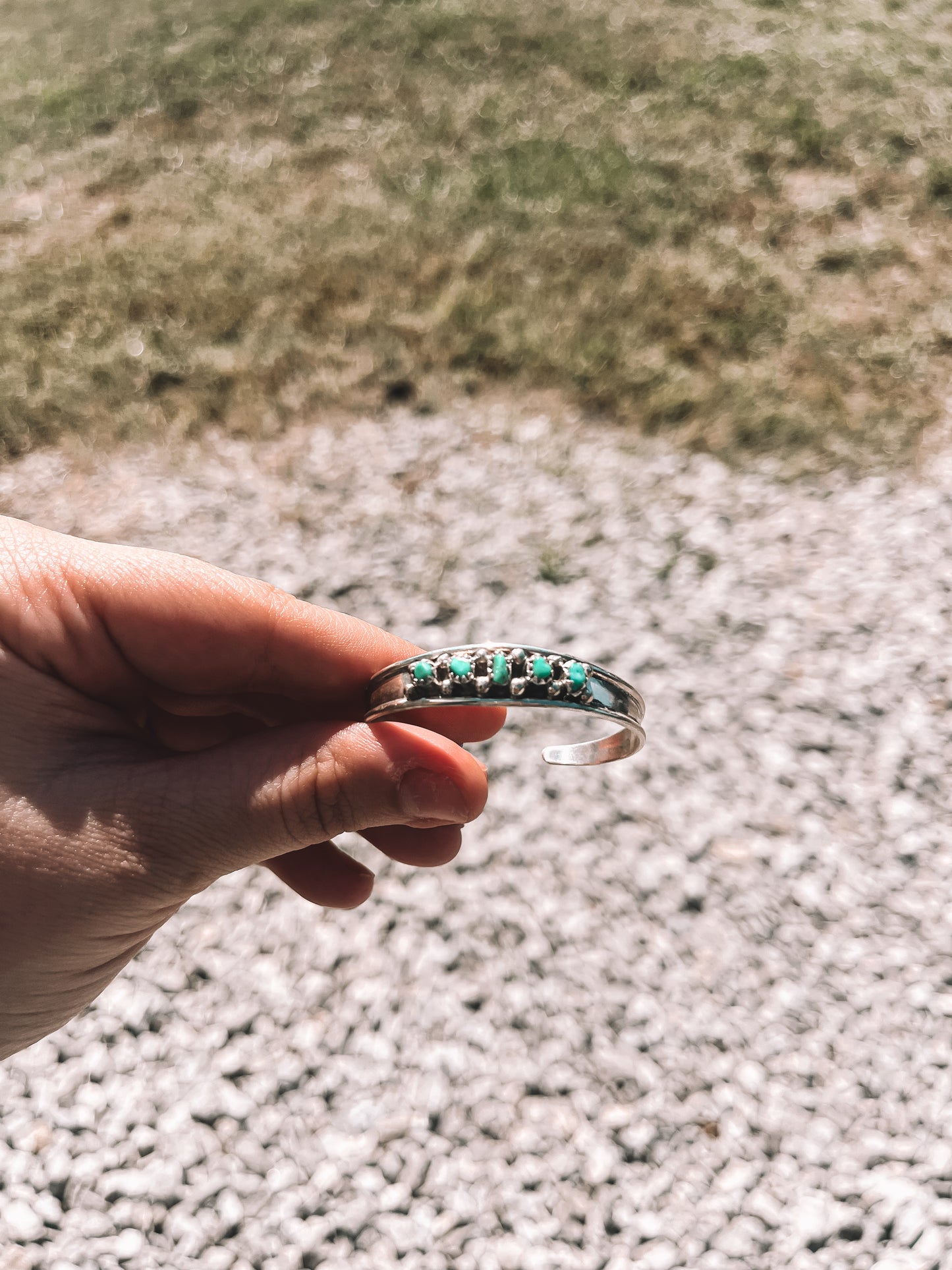 5 Stone Sterling Baby Cuff Bracelet - Turquoise