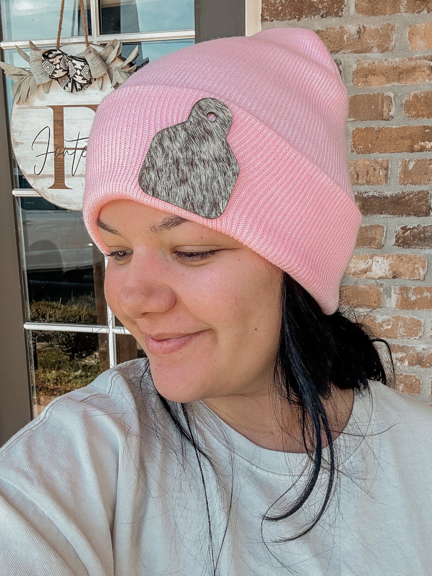 Cowhide Patch Beanie