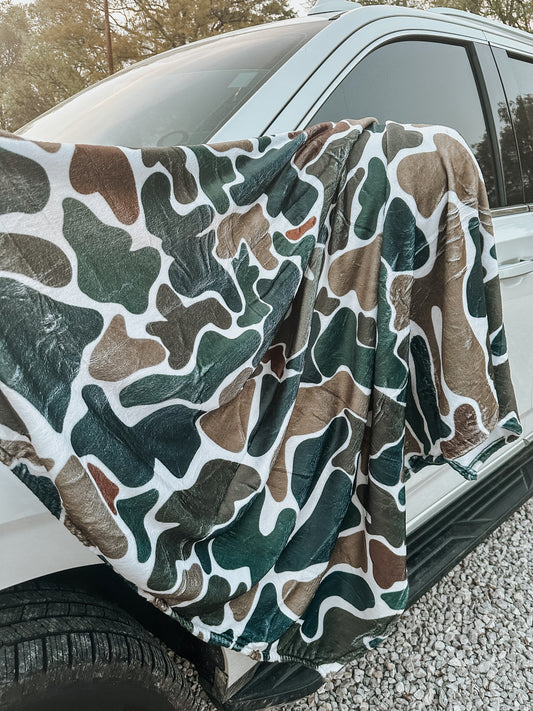 Old School Camo Adult Blanket in Brown