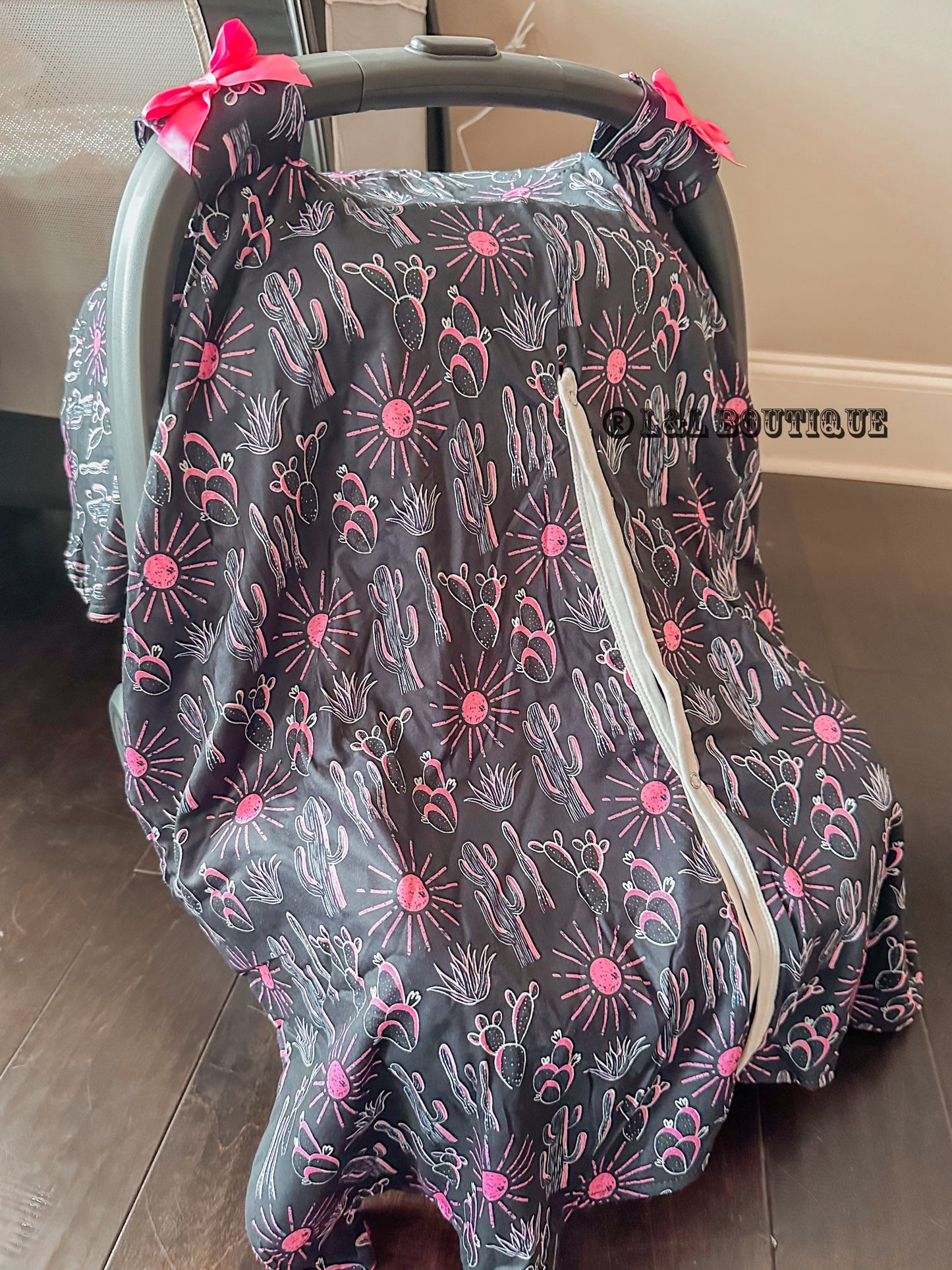 Retro Cactus Hot Pink Car Seat Cover