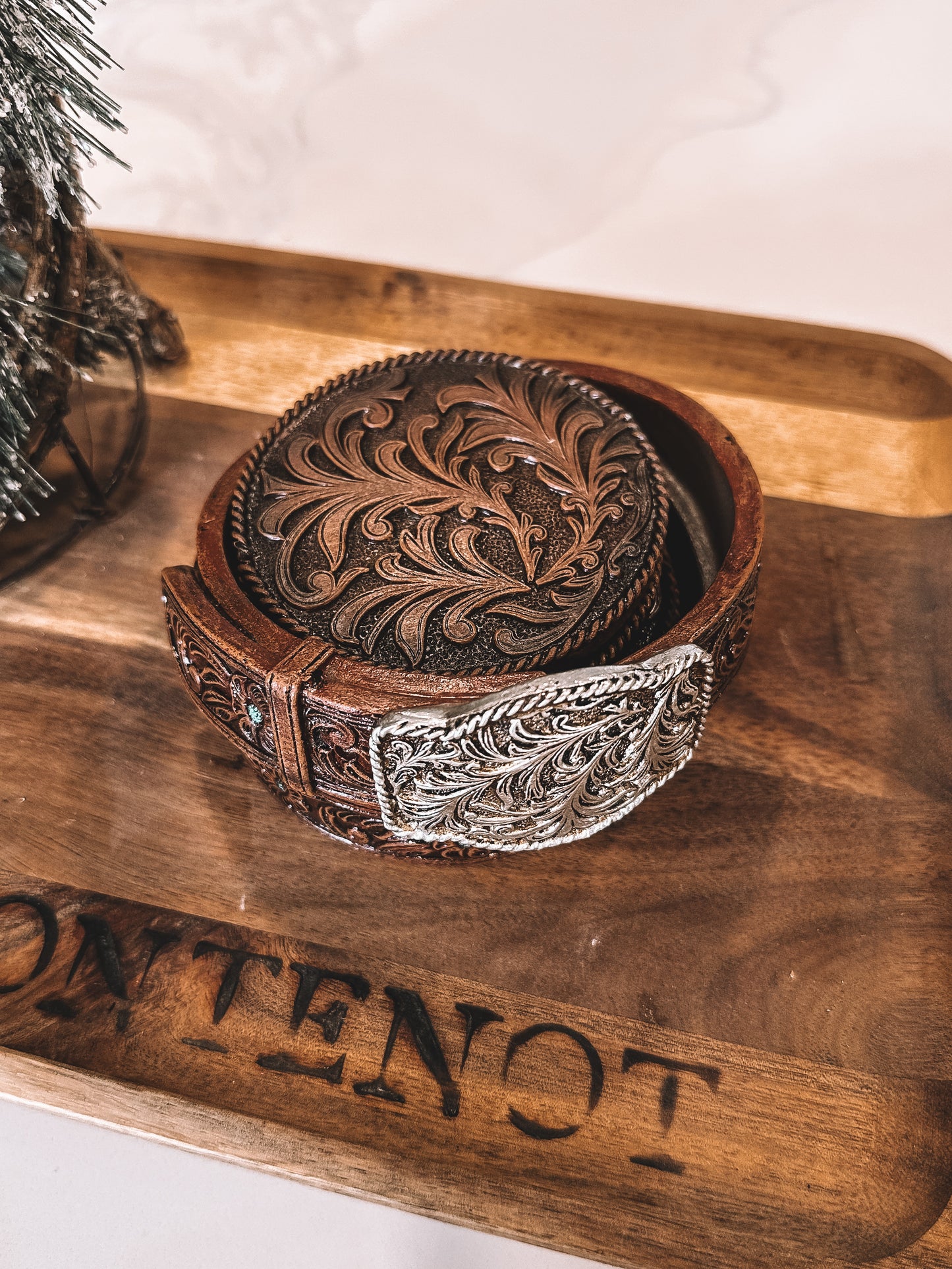 Belt Buckle Coaster Set