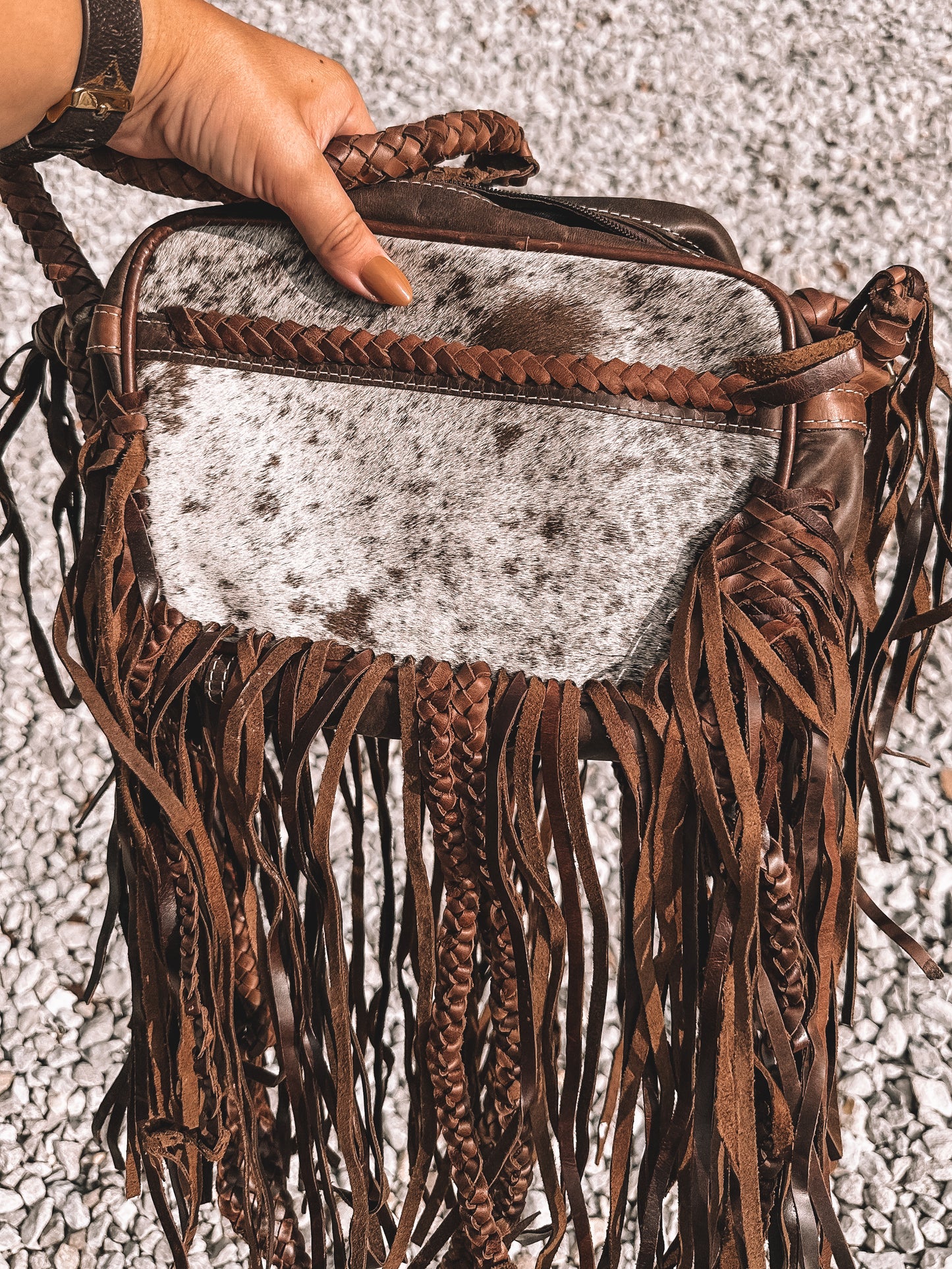 Braxton Fringe Cowhide Crossbody