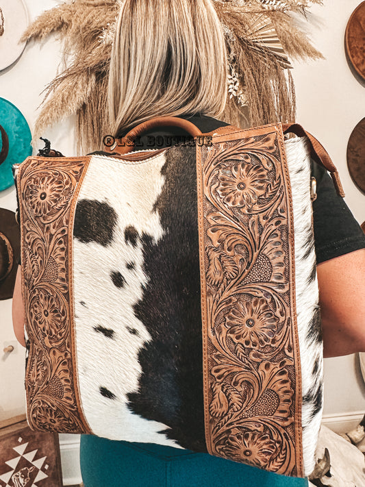 Wynona Hand Tooled Cowhide Backpack