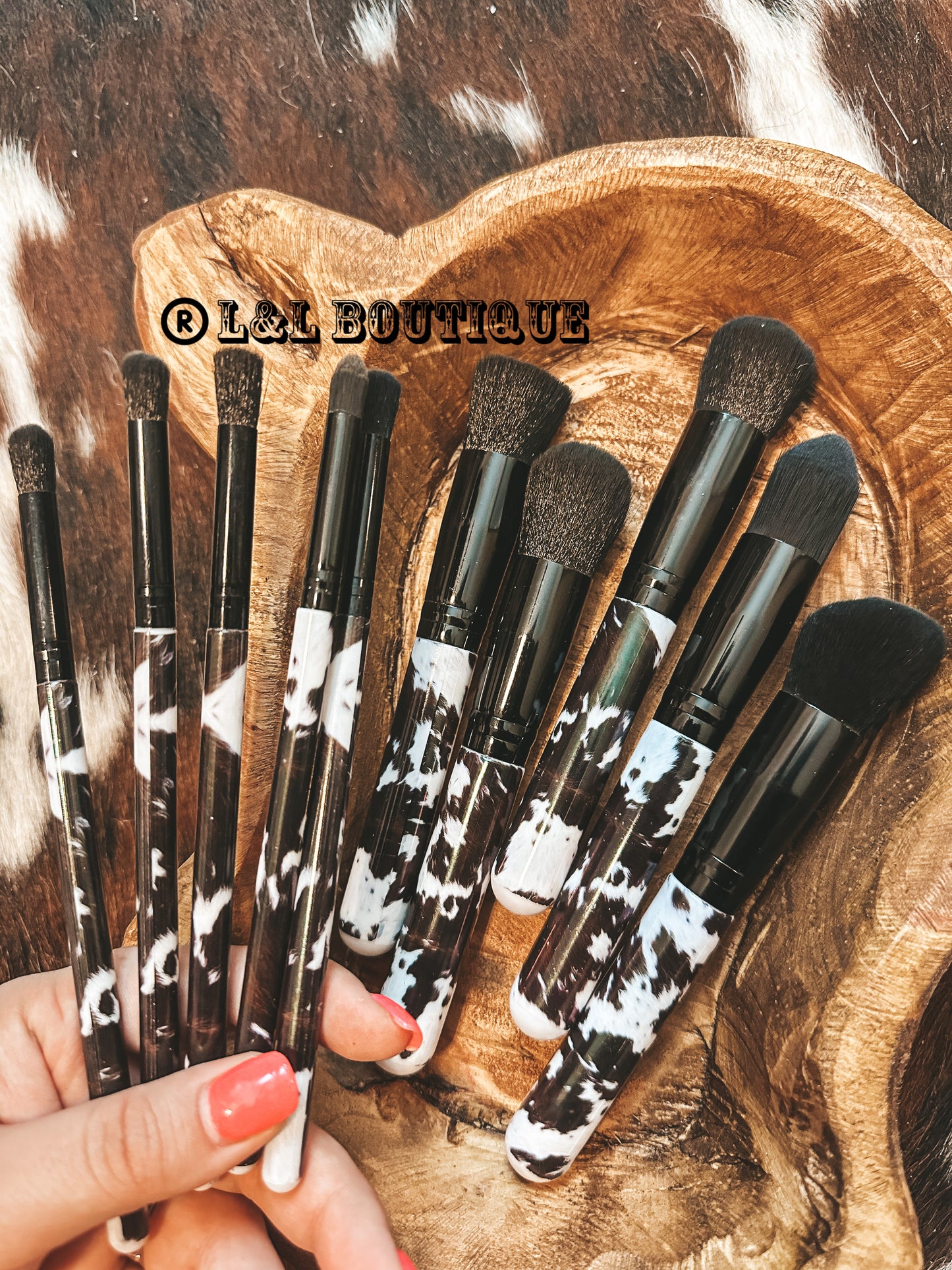 Cow Print Makeup Brush Set PREORDER