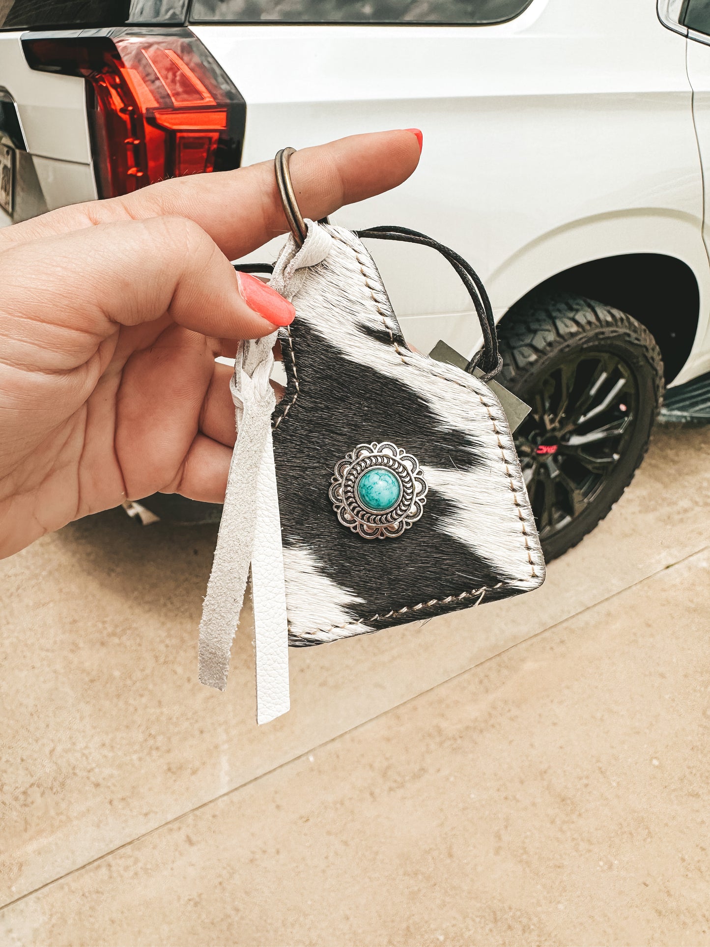 Prairie Stitched Hide Keychain