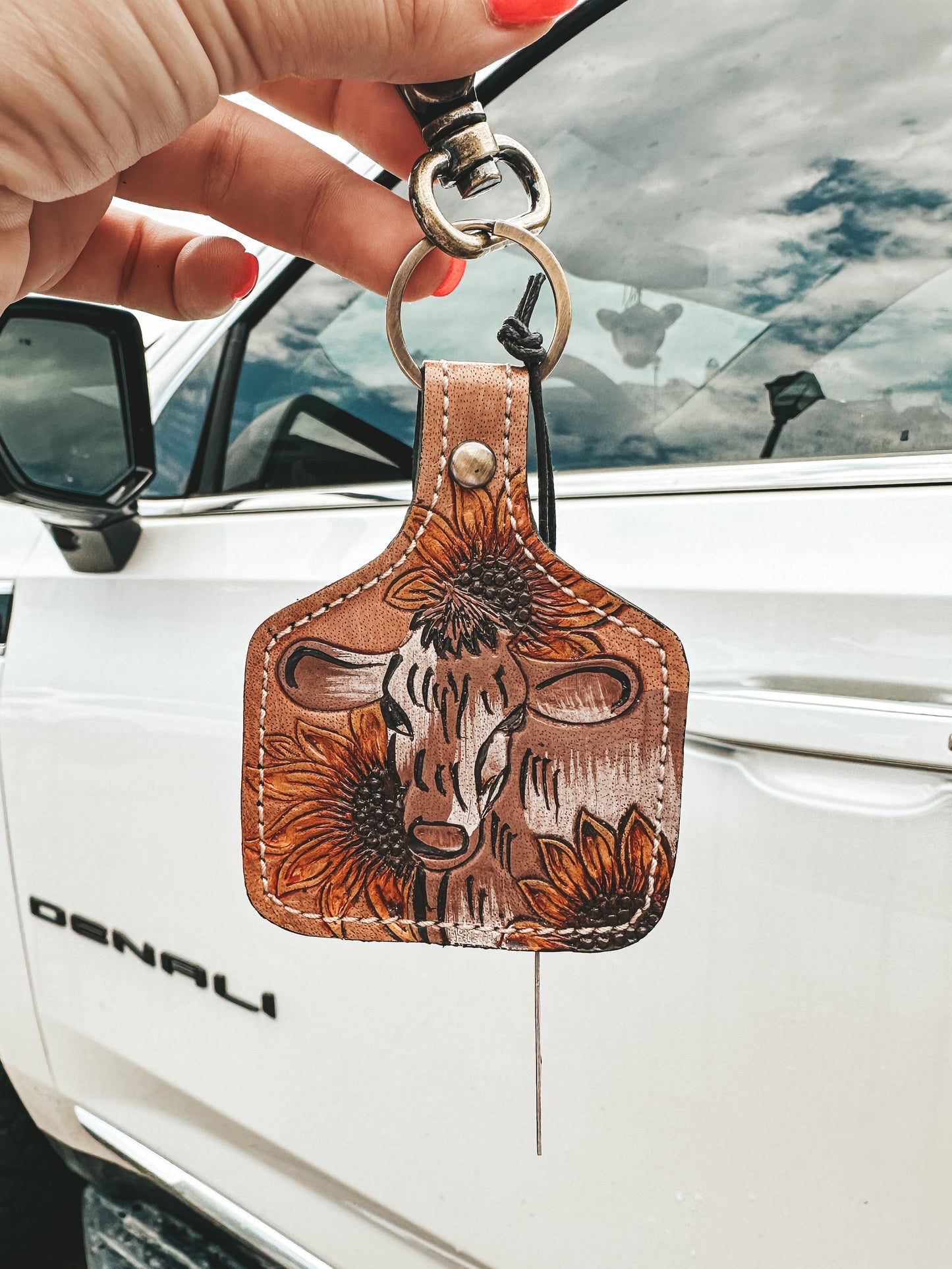 Bovine Bliss Hand-Tooled Keychain