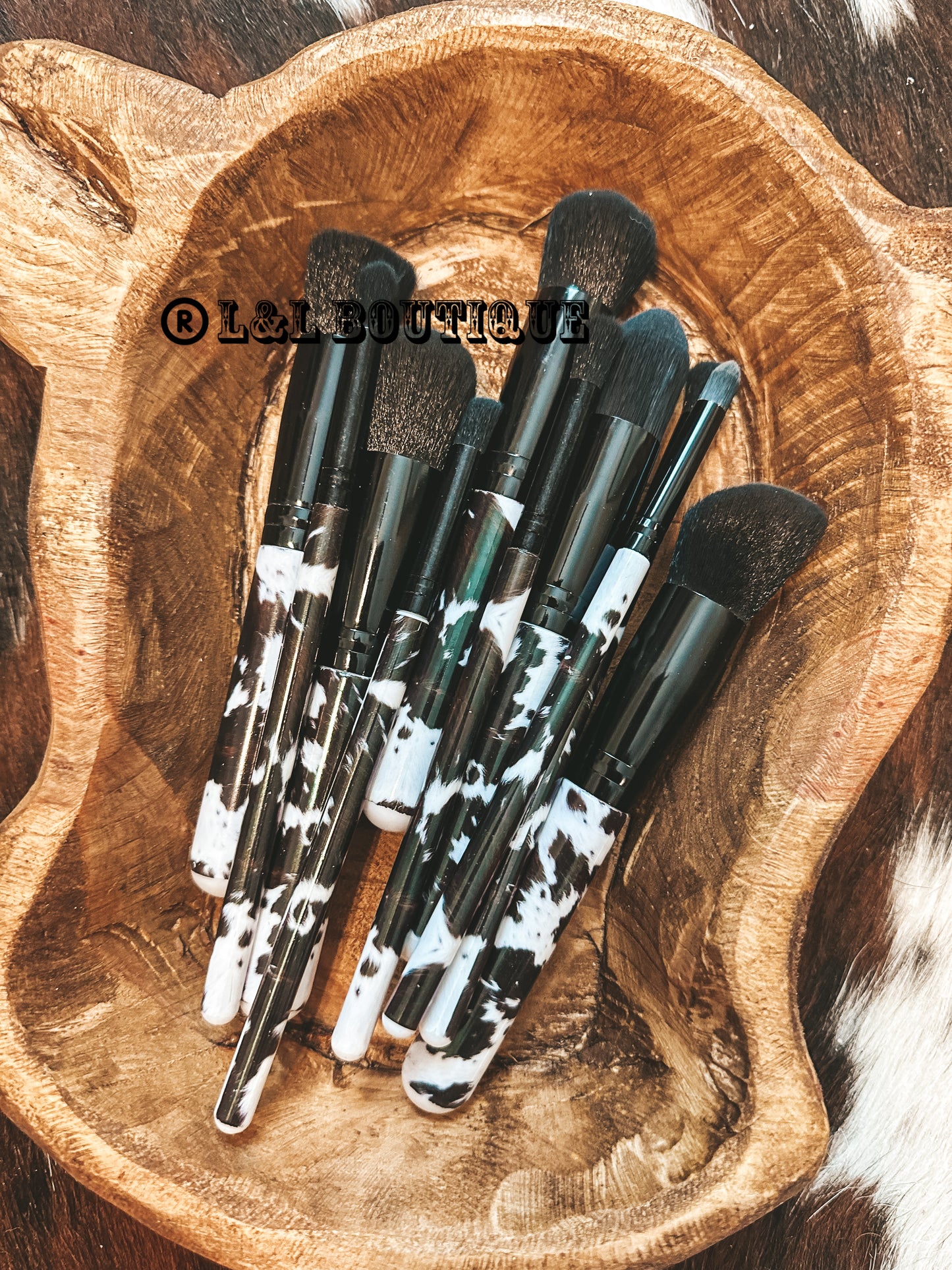 Cow Print Makeup Brush Set PREORDER