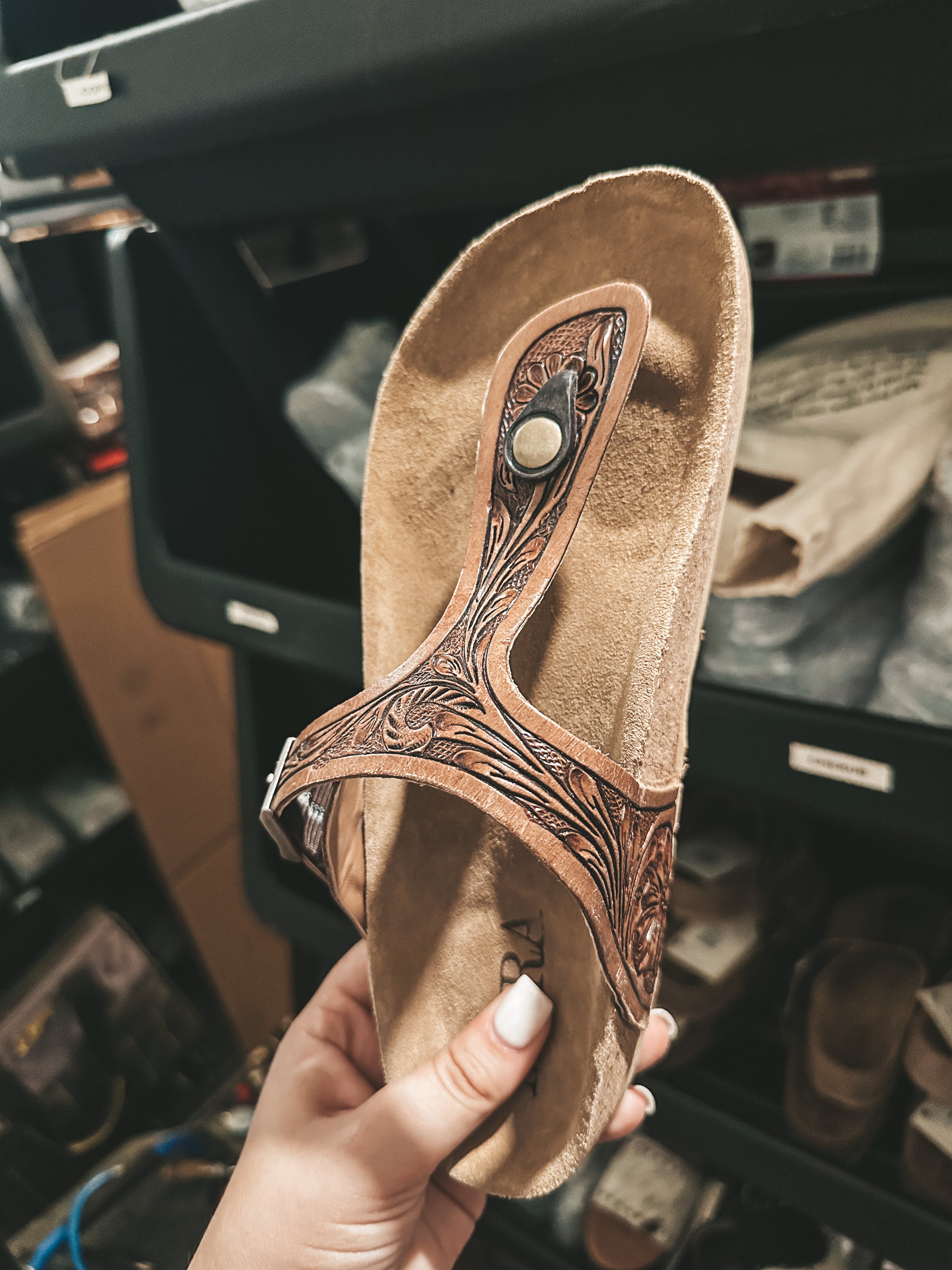 Custom Tooled Leather Birkenstock Sandals