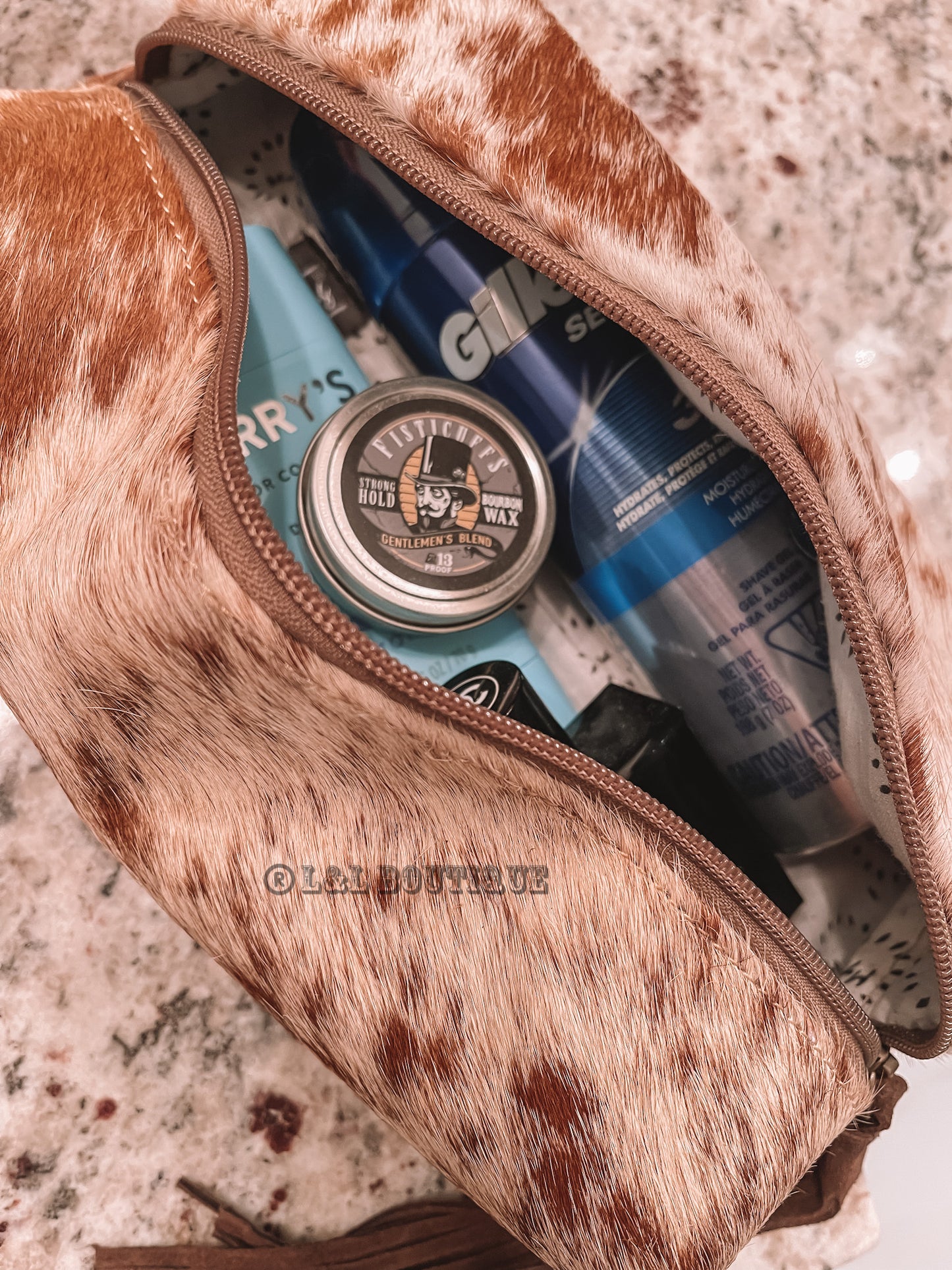 Cowhide Mens Toiletry Bag