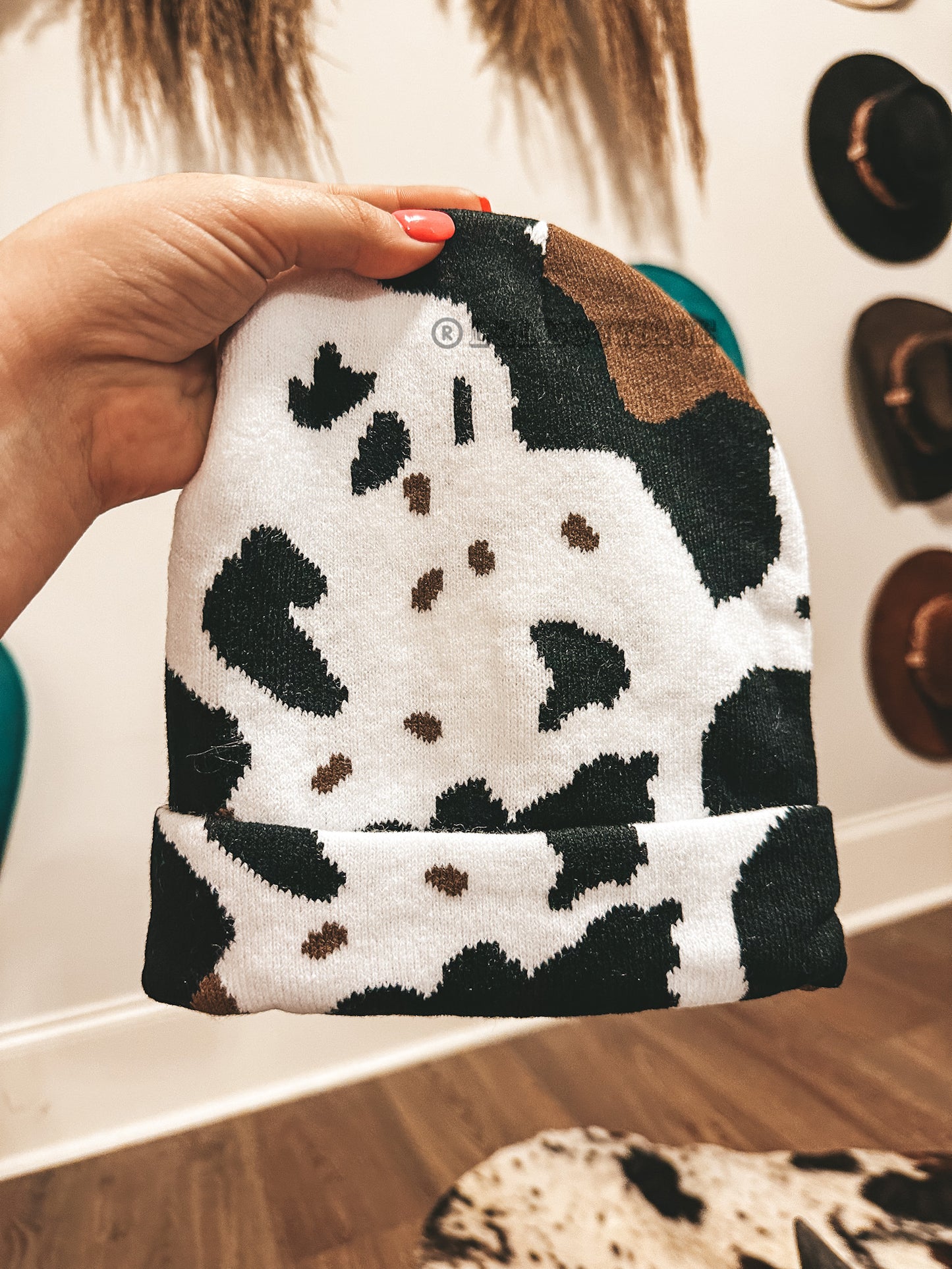 Cow Print Beanie