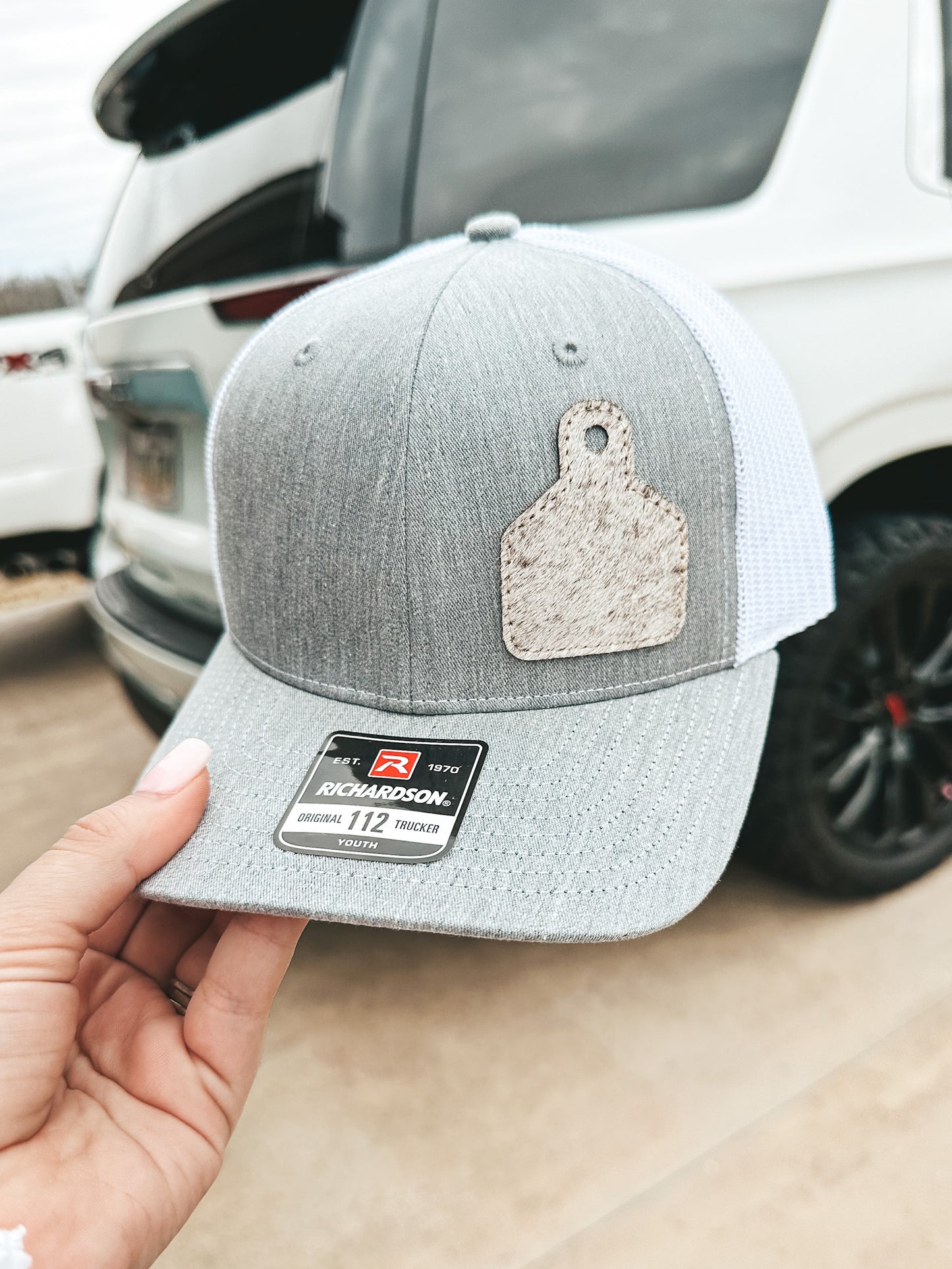 Youth Cowhide Richardson Hat Gray/White ~ Cowtag PREORDER