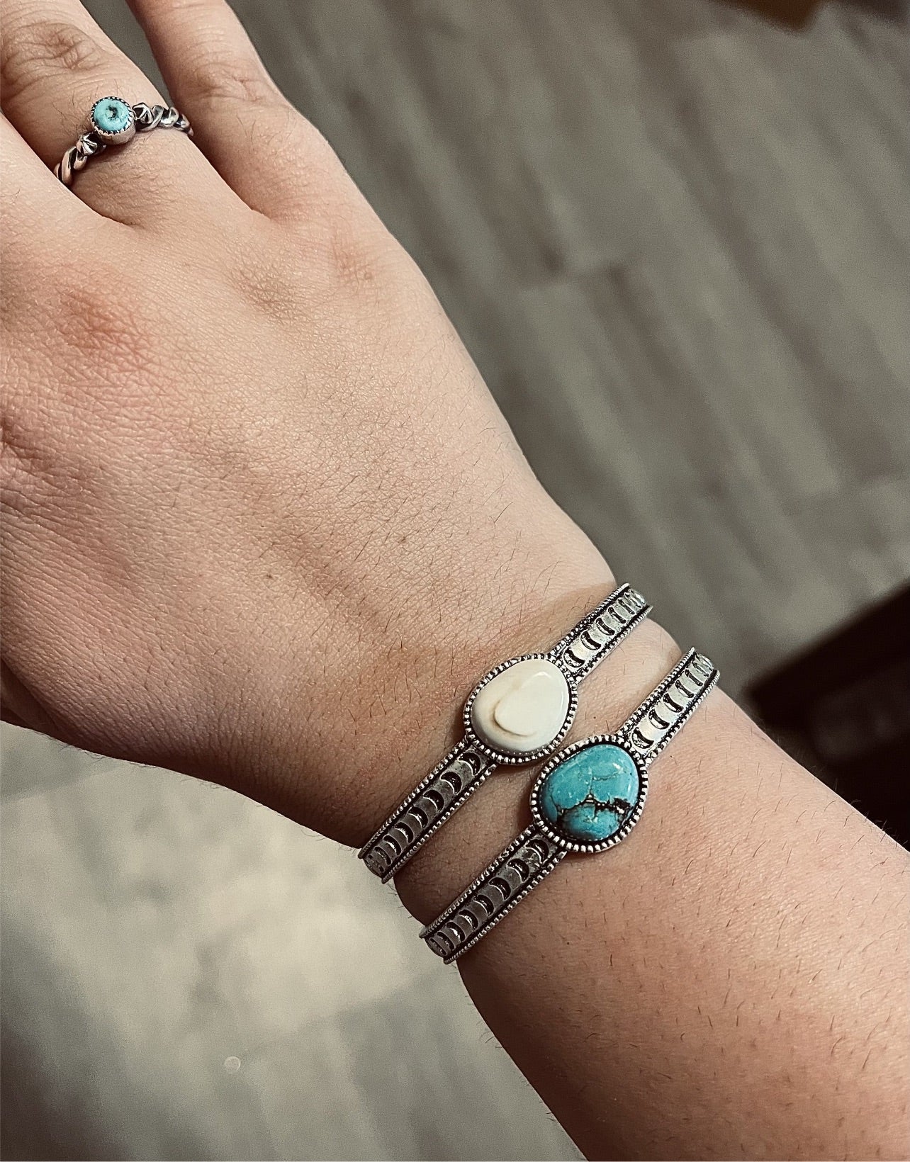 Round Stone Cuff Bracelet