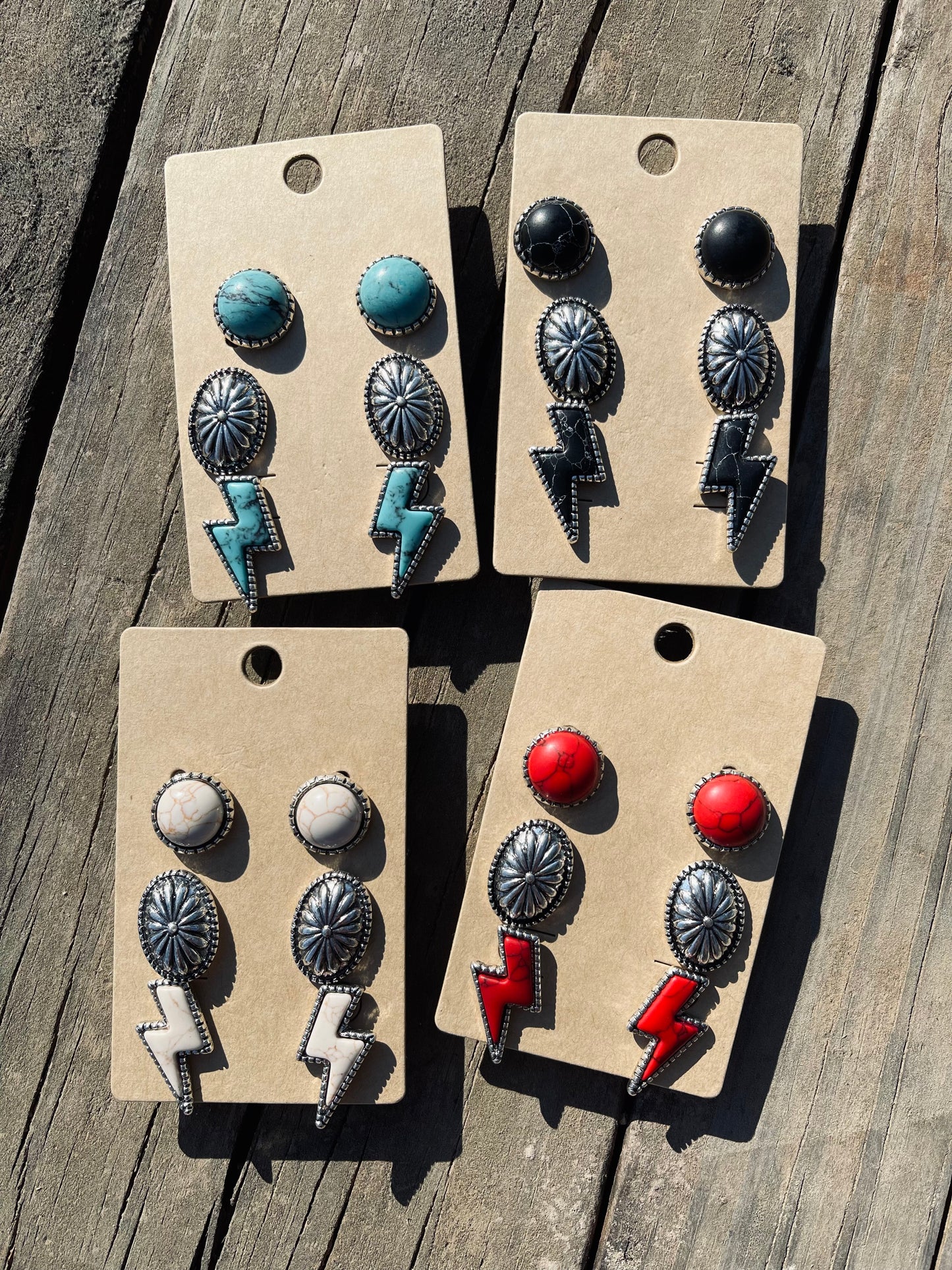 Lightning Bolt Stud Earring Set