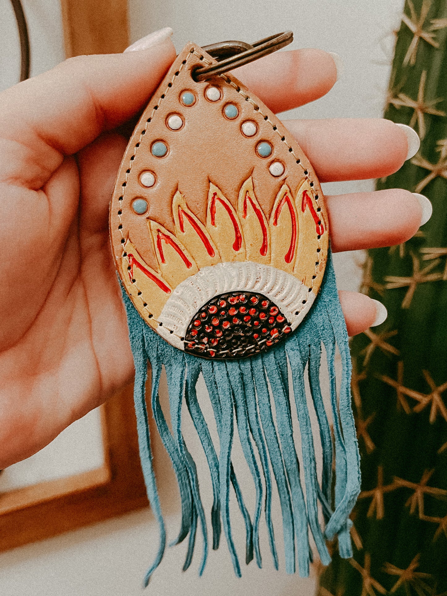 Turquoise Fringe Keychain