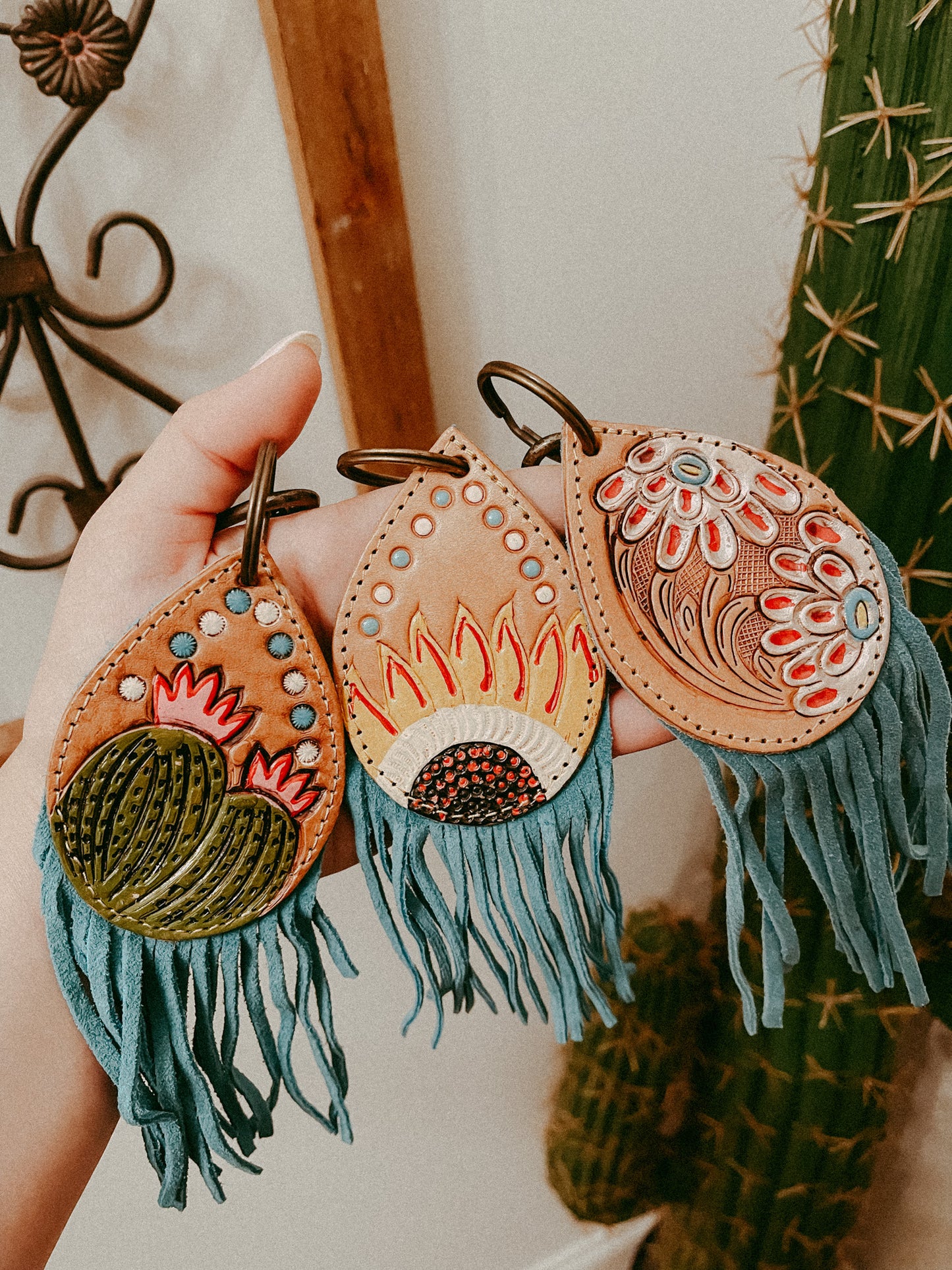 Turquoise Fringe Keychain