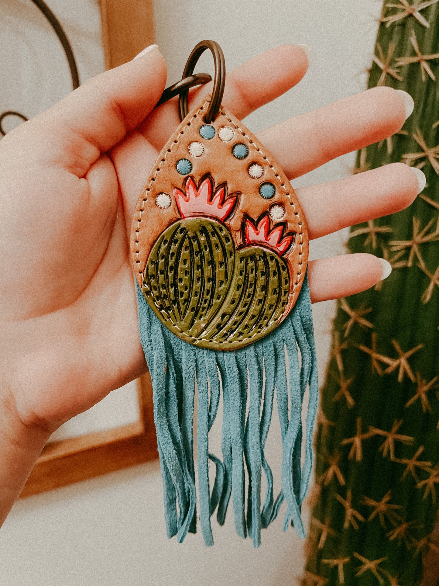 Turquoise Fringe Keychain